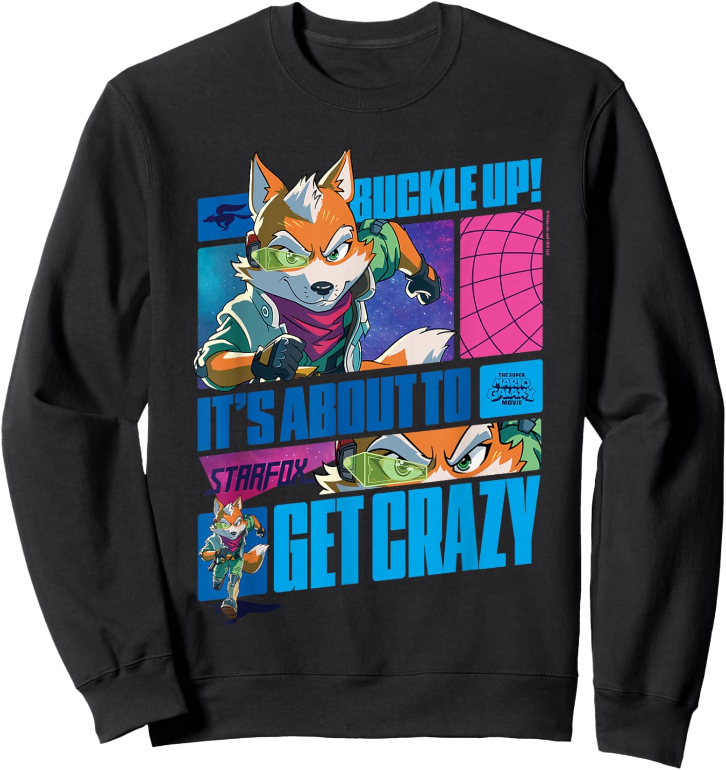 The Super Mario Galaxy Movie Starfox Buckle Up Action Sweatshirt - Sweatshirt | Black