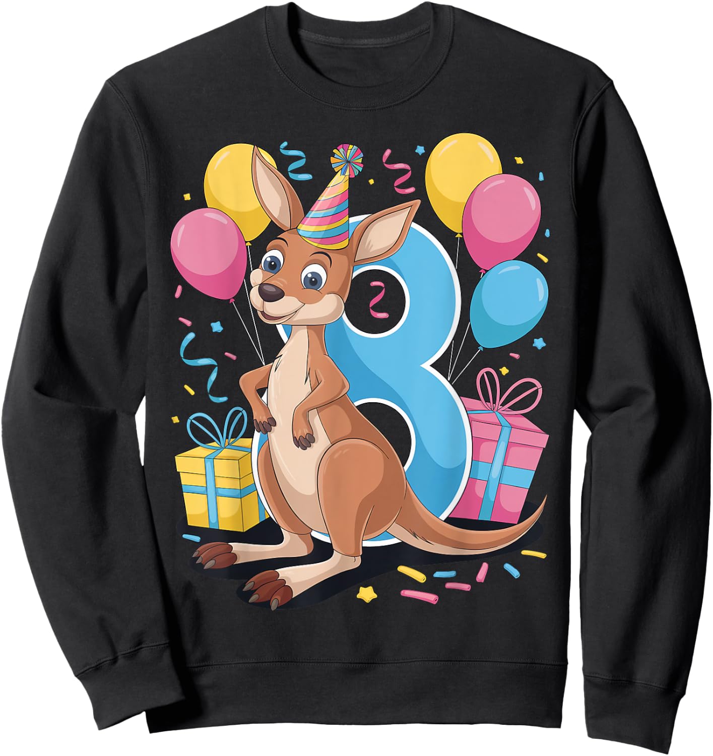 Kangaroo 8th birthday boy girl 8 years old eighth Kangaroo Sweatshirt - Sweatshirt | Black