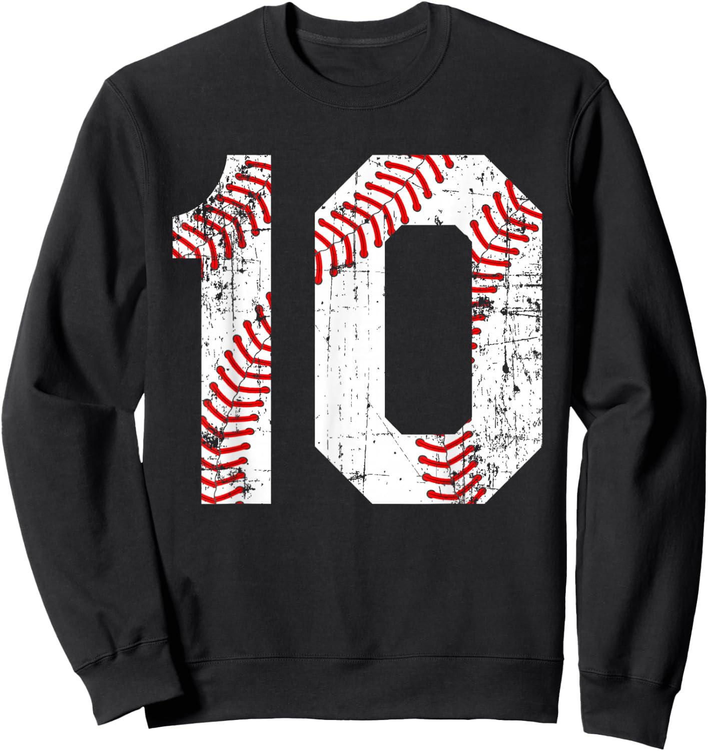 Vintage Baseball 10 Jersey Number Sweatshirt - Sweatshirt | Black