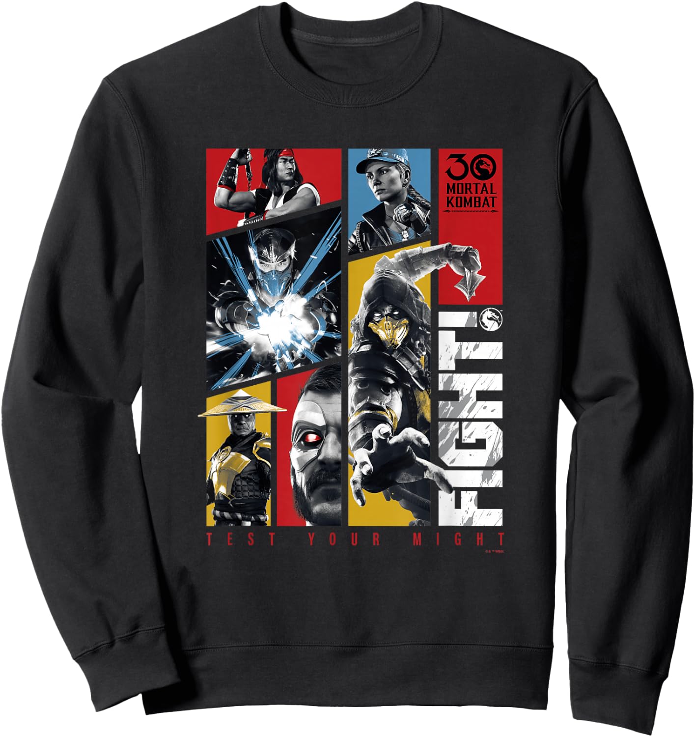 Mortal Kombat Klassic 30 Anniversary Test Your Might Panels Sweatshirt - Sweatshirt | Black
