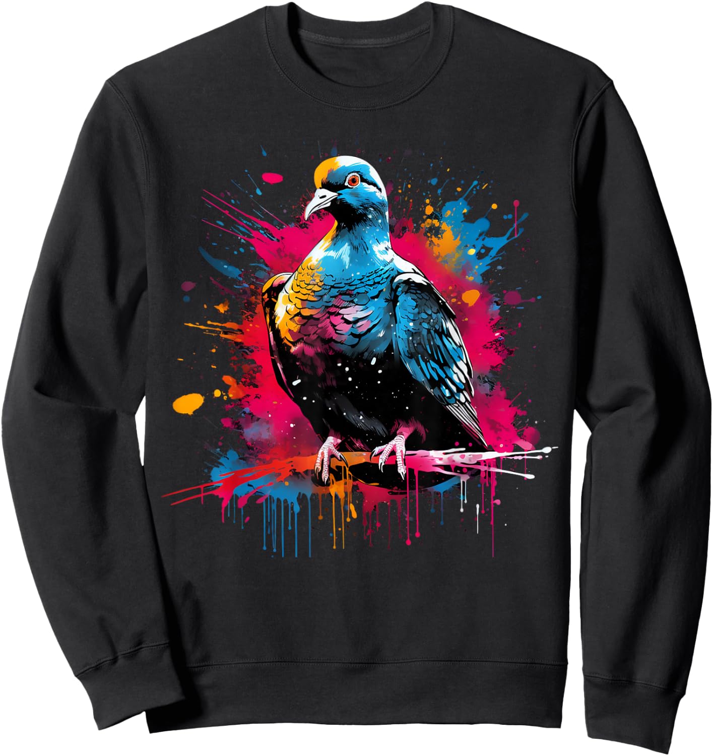 Cool Dove on Colourful Painted Pigeon , black Sweatshirt - Sweatshirt | Black