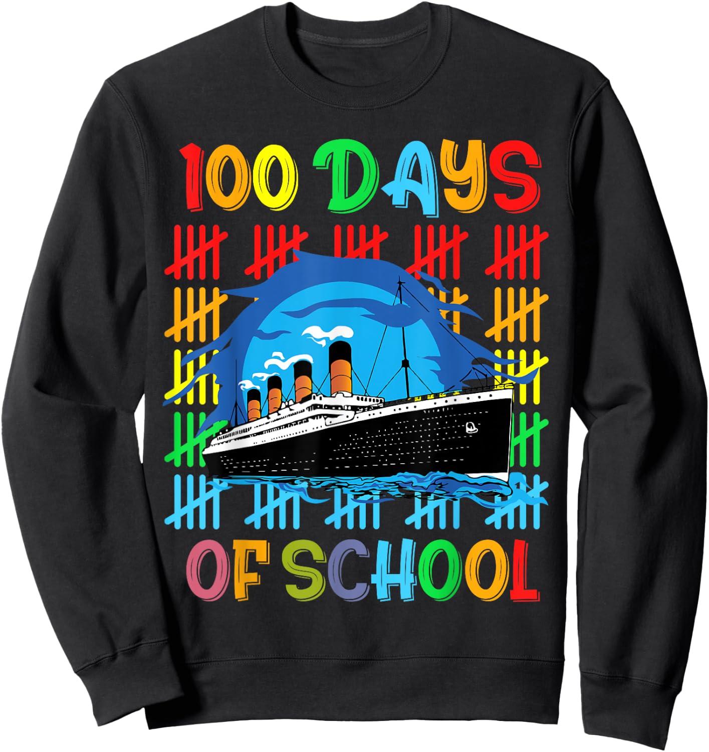 100 Days of School RMS Titanic 100th Day of School Kids Boys Sweatshirt - Sweatshirt | Black