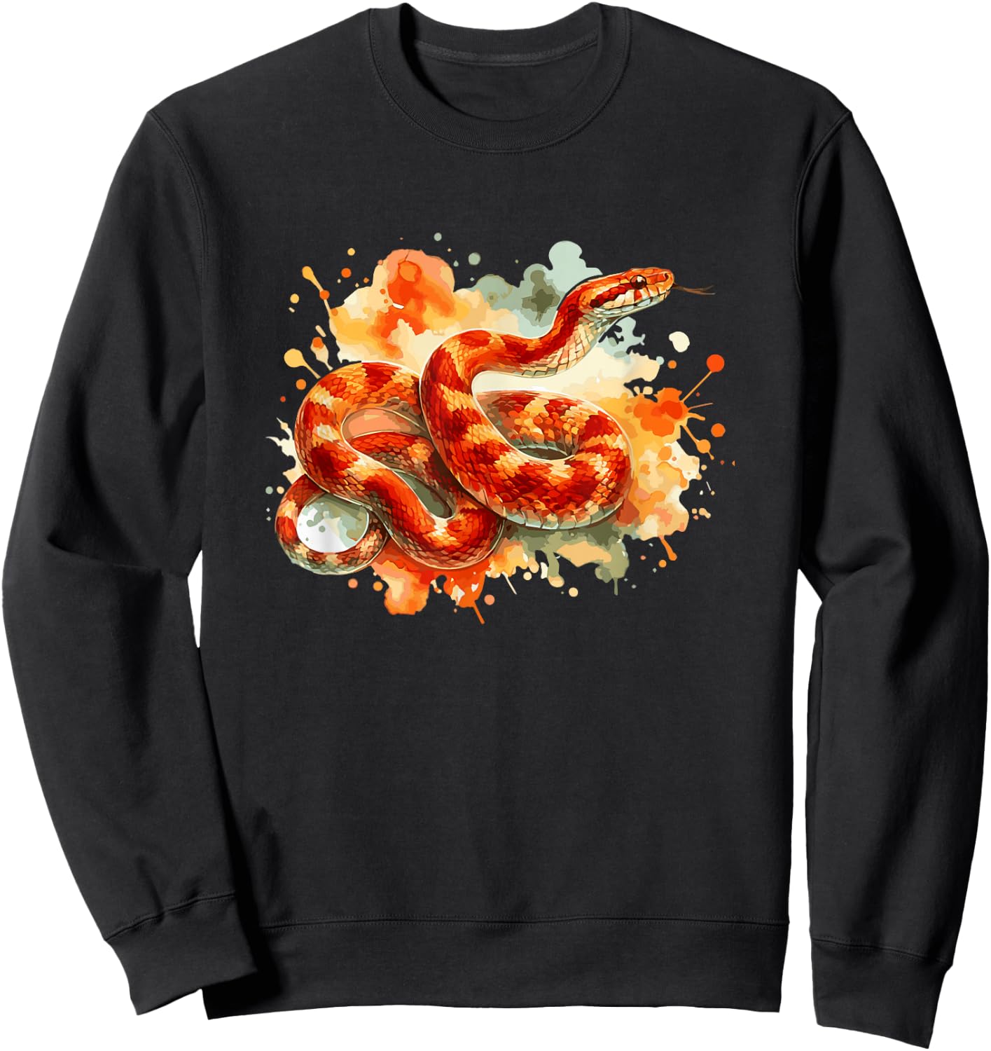 Snake Lover Animal Pet Snake Watercolor Corn Snake , Small Sweatshirt - Sweatshirt | Black