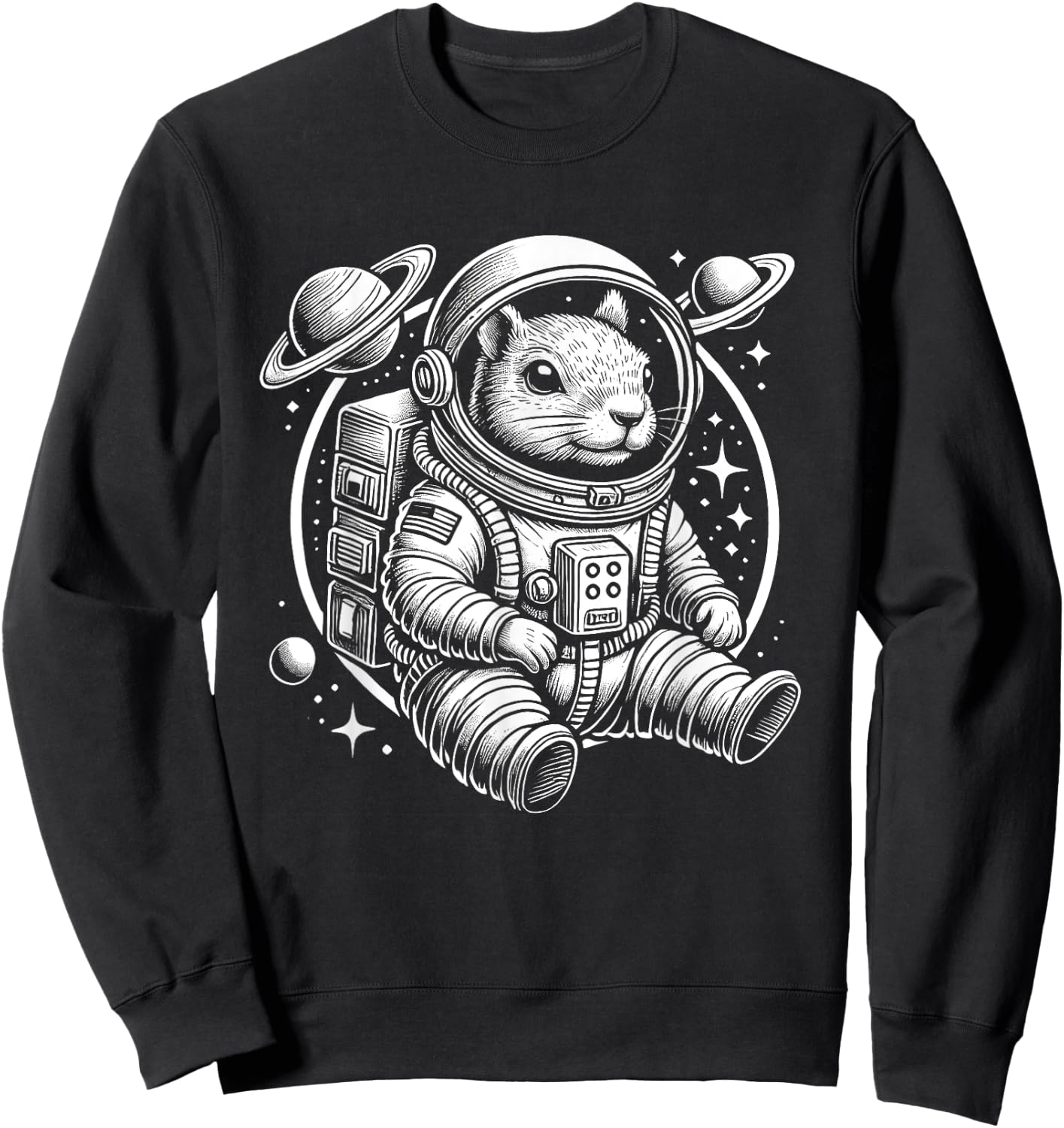 Space Squirrel Astronaut Graphic - Cute Squirrel in Space Sweatshirt - Sweatshirt | Black