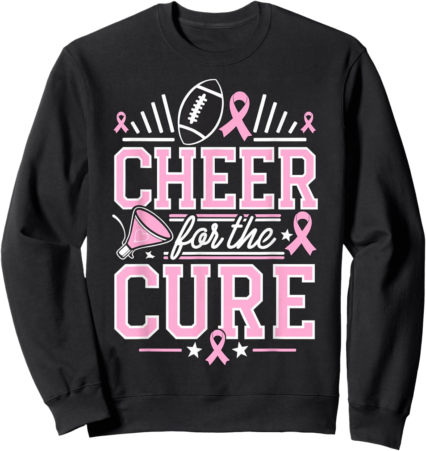 Cheer for the Cure Cheerleader Breast Cancer October Sweatshirt - Sweatshirt | Black