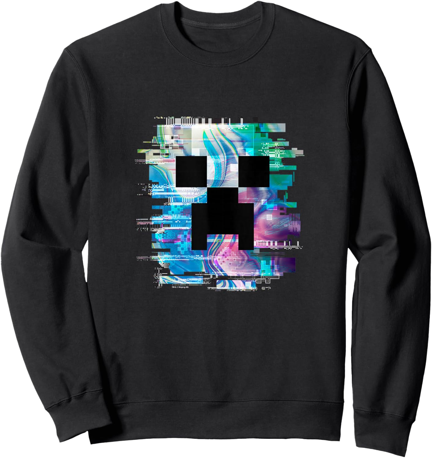 Minecraft Glitched Out Creeper Big Face Logo Sweatshirt - Sweatshirt | Black