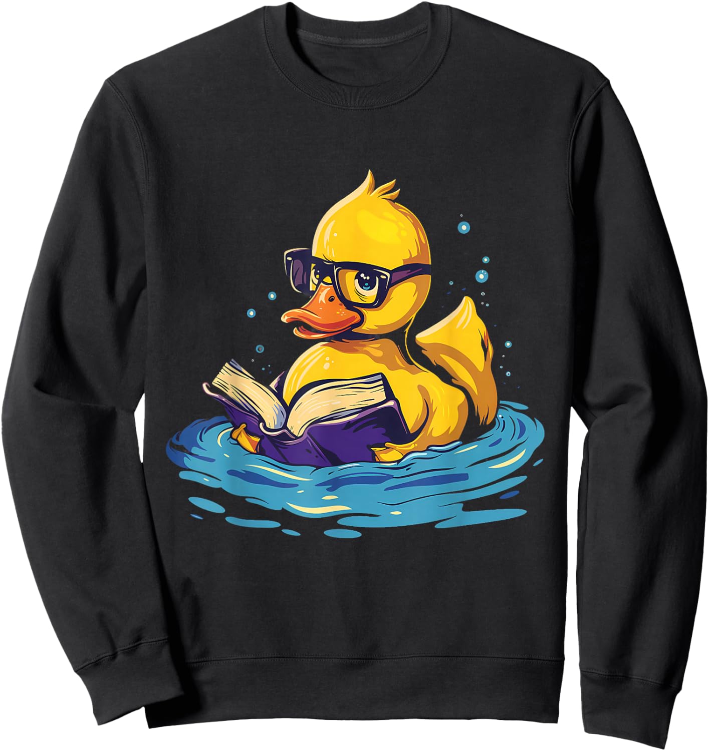 Rubber Duck Reading Book Swim Rubber Duckling Rubber Duckie Sweatshirt - Sweatshirt | Black
