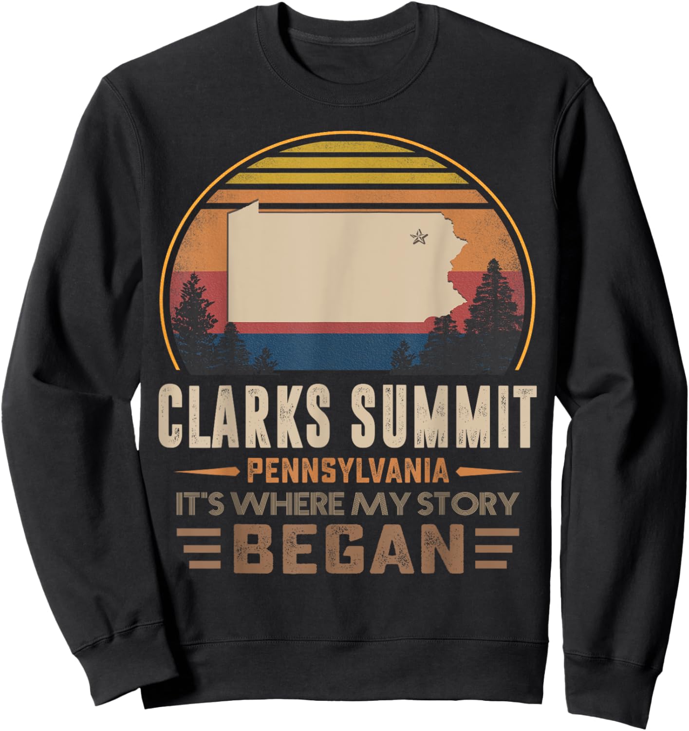 Vintage Clarks Summit Pennsylvania Hometown My Story Began Sweatshirt - Sweatshirt | Black