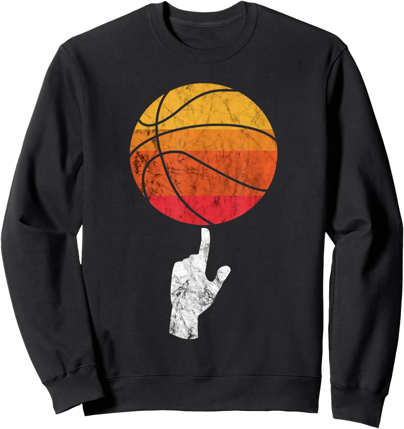 Basketball Playing Basketball Sports Vintage Retro Sunset Sweatshirt - Sweatshirt | Black