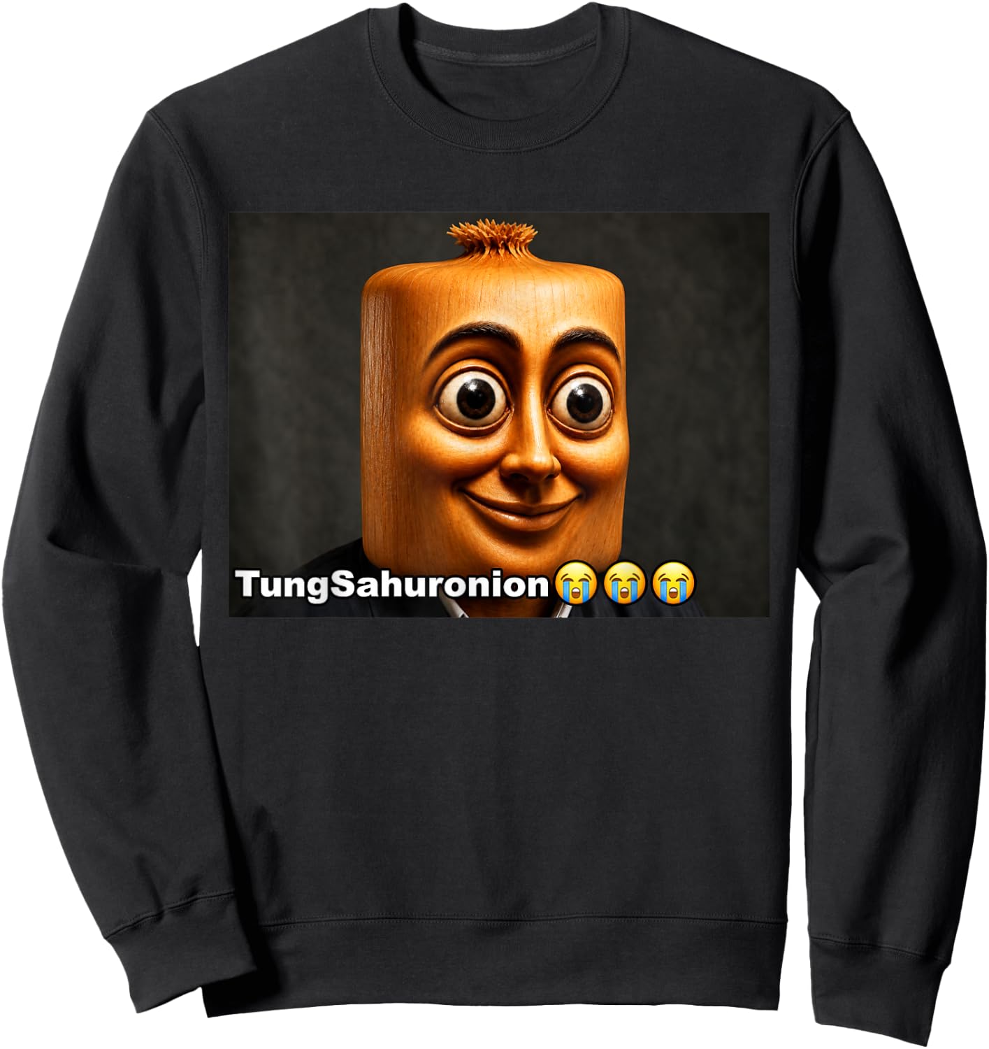 Funny Tung Tung Sahur Sonion Brainrot Meme Sweatshirt - Sweatshirt | Black