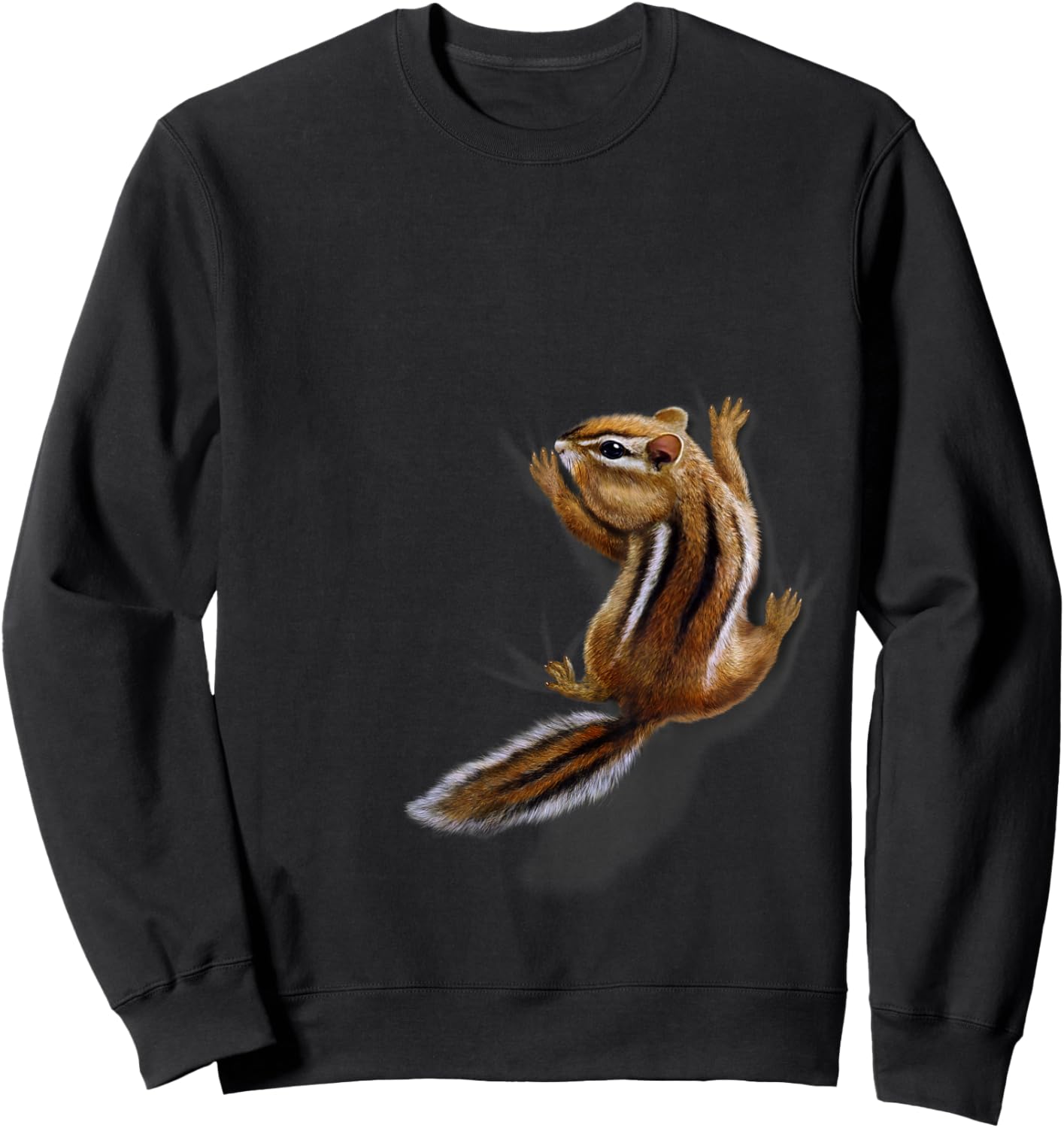 Squirrel Climbing Up, Playful Chipmunk Sweatshirt - Sweatshirt | Black