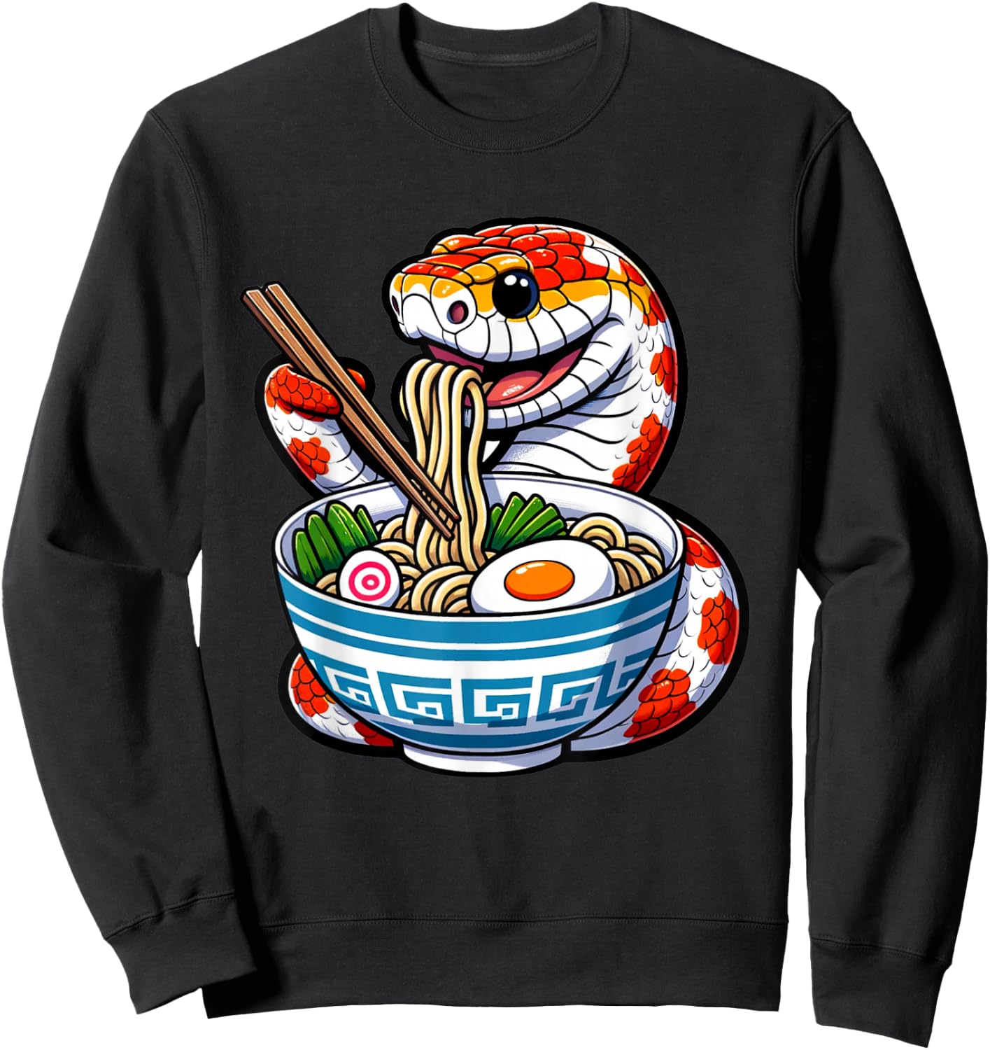 Corn Snake Kawaii, Cute Ramen Corn Snake, Funny Reptile Love Sweatshirt - Sweatshirt | Black