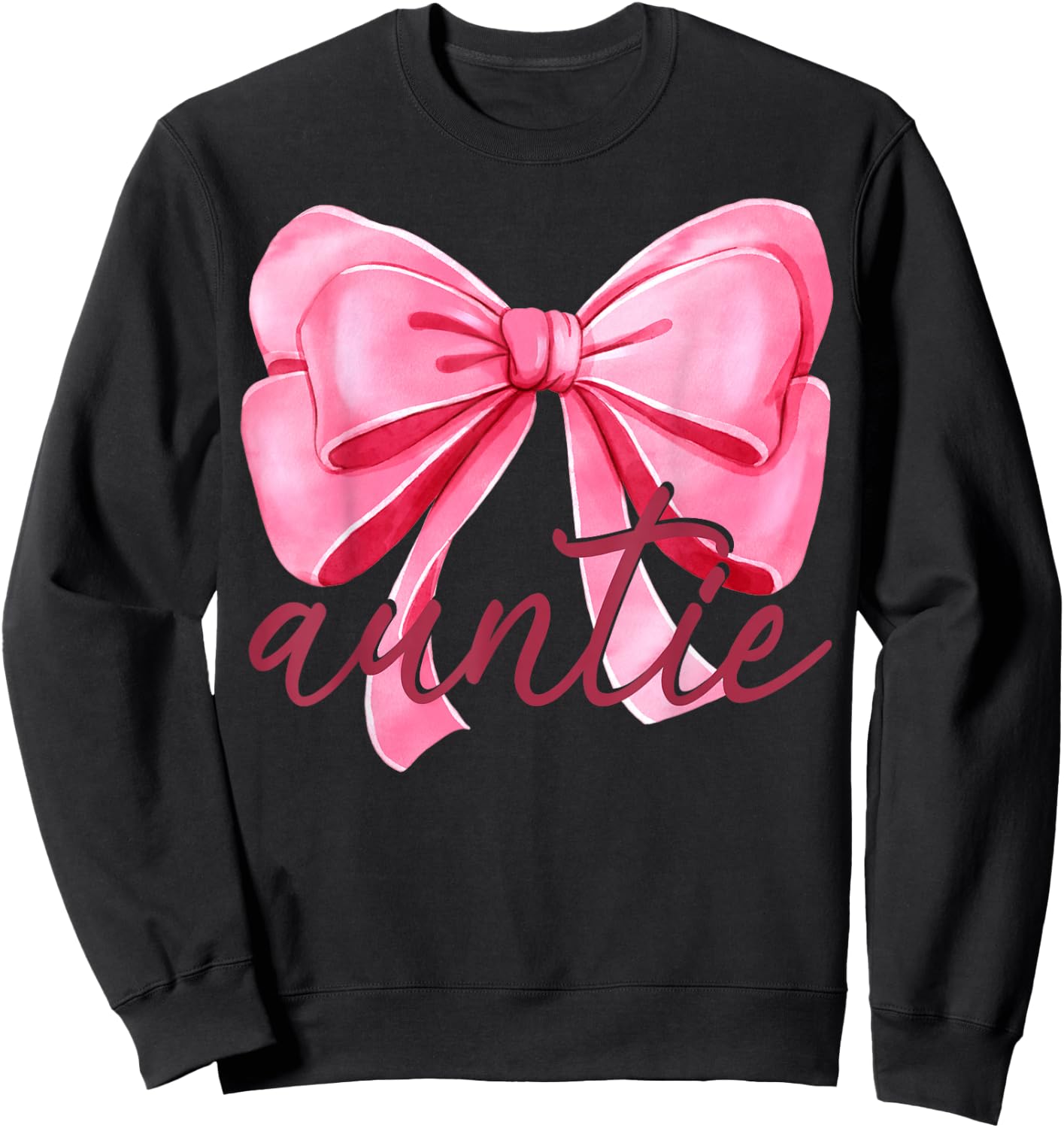 Auntie Pink Bow Birthday Baby Shower Family Pink Ribbon Sweatshirt - Sweatshirt | Black
