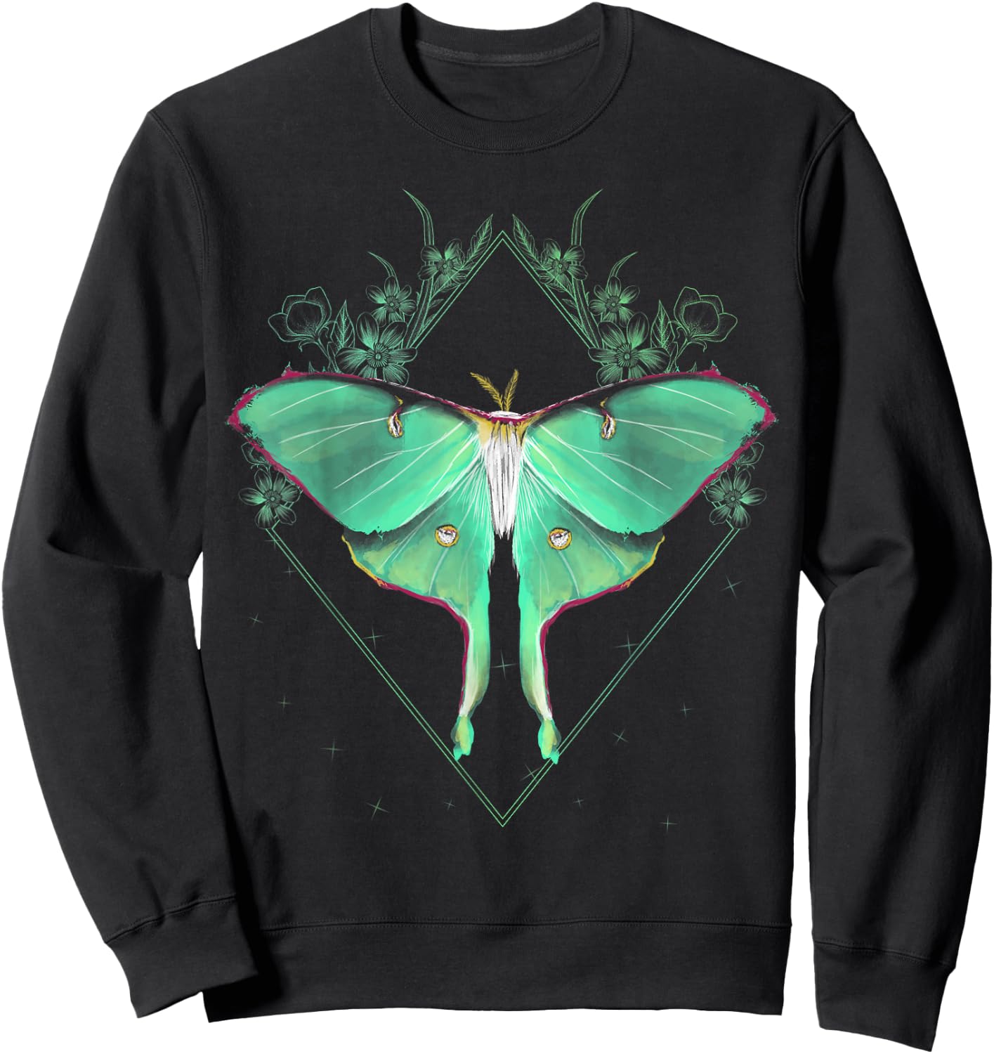 Cute Luna Moth Beautiful Butterfly Insect Lover Themed Small Sweatshirt - Sweatshirt | Black