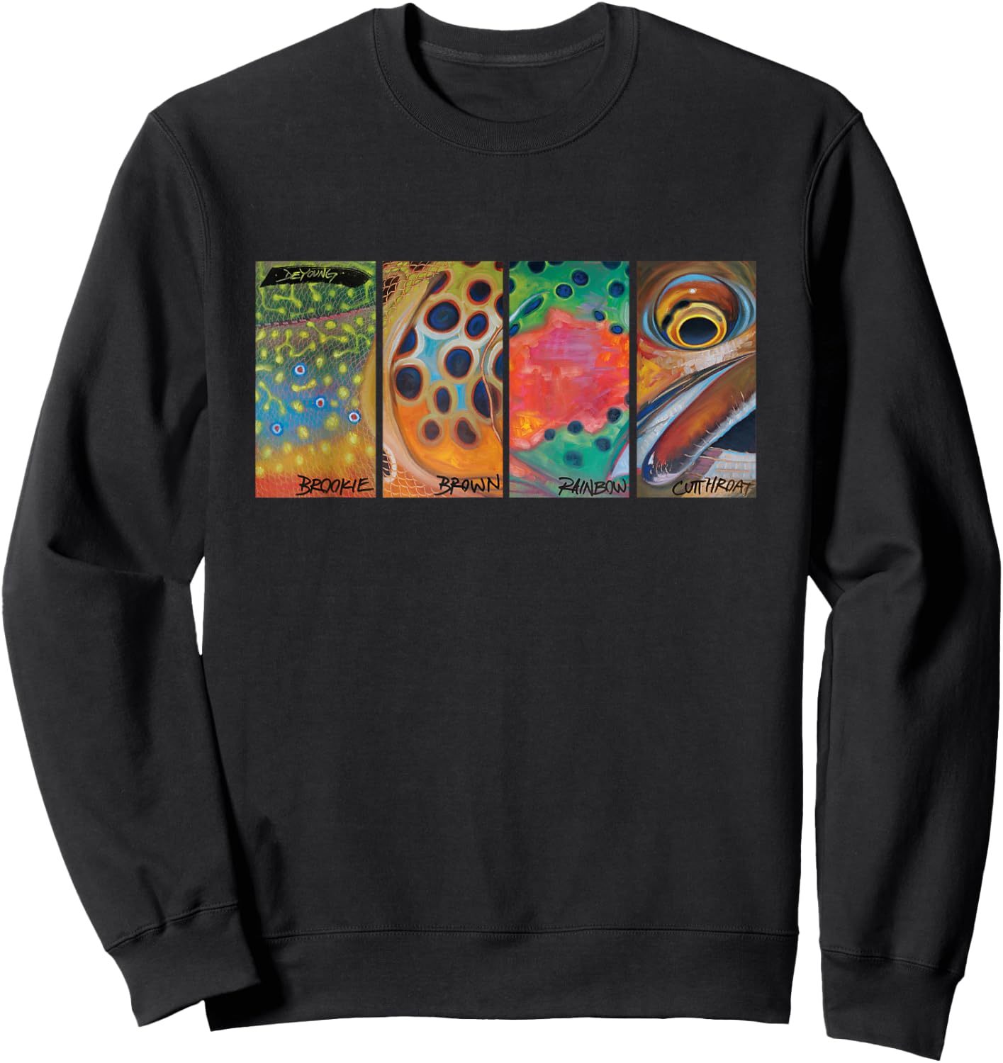 Cutthroat Rainbow Brook Brown Trout Derek Deyoung Sweatshirt - Sweatshirt | Black
