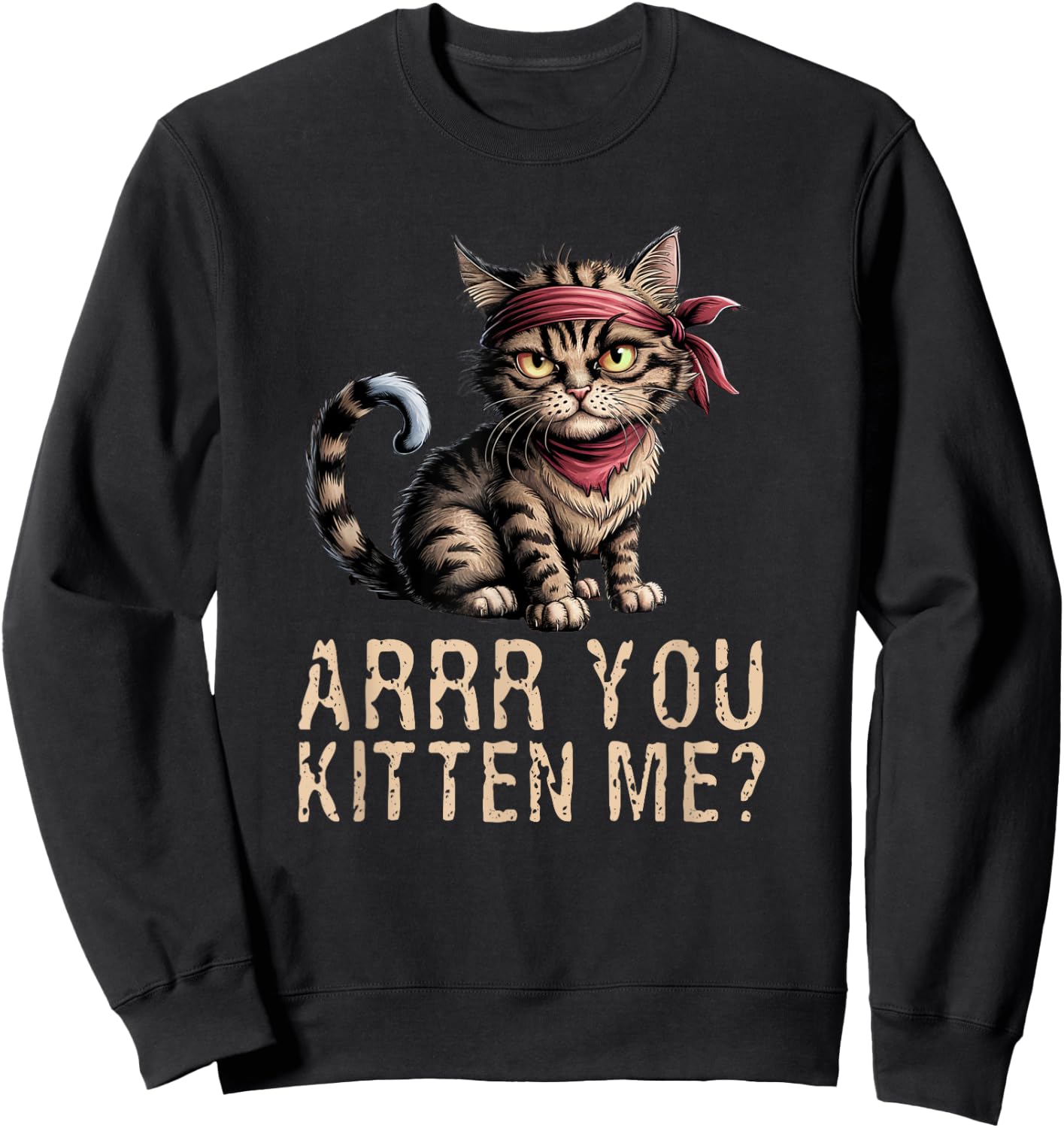 Arrr You Kitten Me? Pirate Ugly Cat Lover Sweatshirt - Sweatshirt | Black