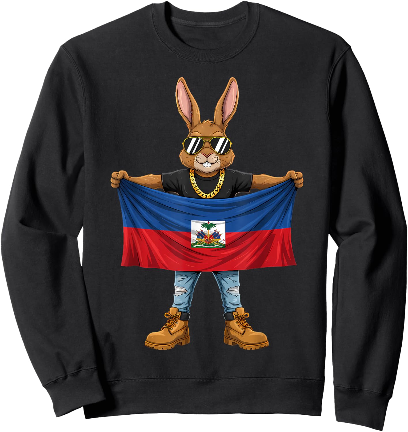 Drapeau haïtien Racines haïtiennes Sweatshirt - Sweatshirt | Black