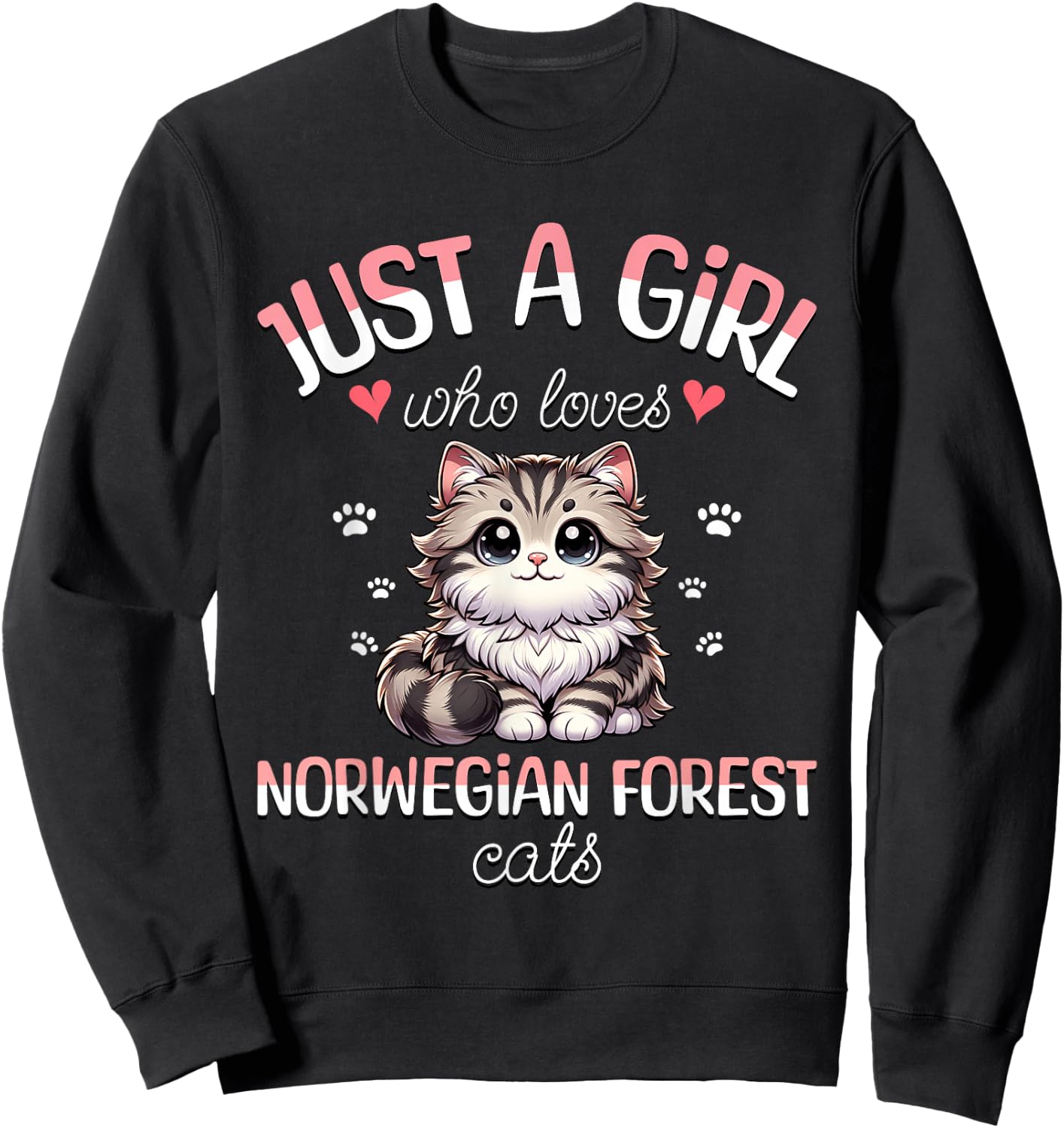 Girl Who Loves Norwegian Cats Loves Norwegian Cat , Black, S Sweatshirt - Sweatshirt | Black