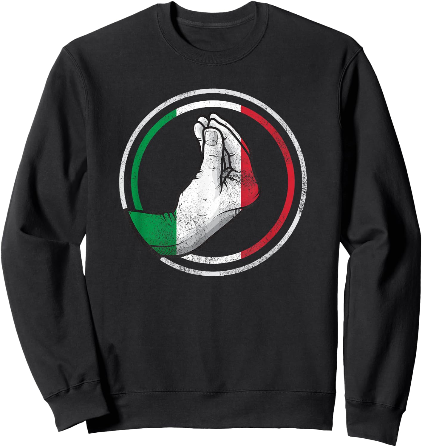 Funny Italy Hand Gesture Italian Flag Sweatshirt - Sweatshirt | Black