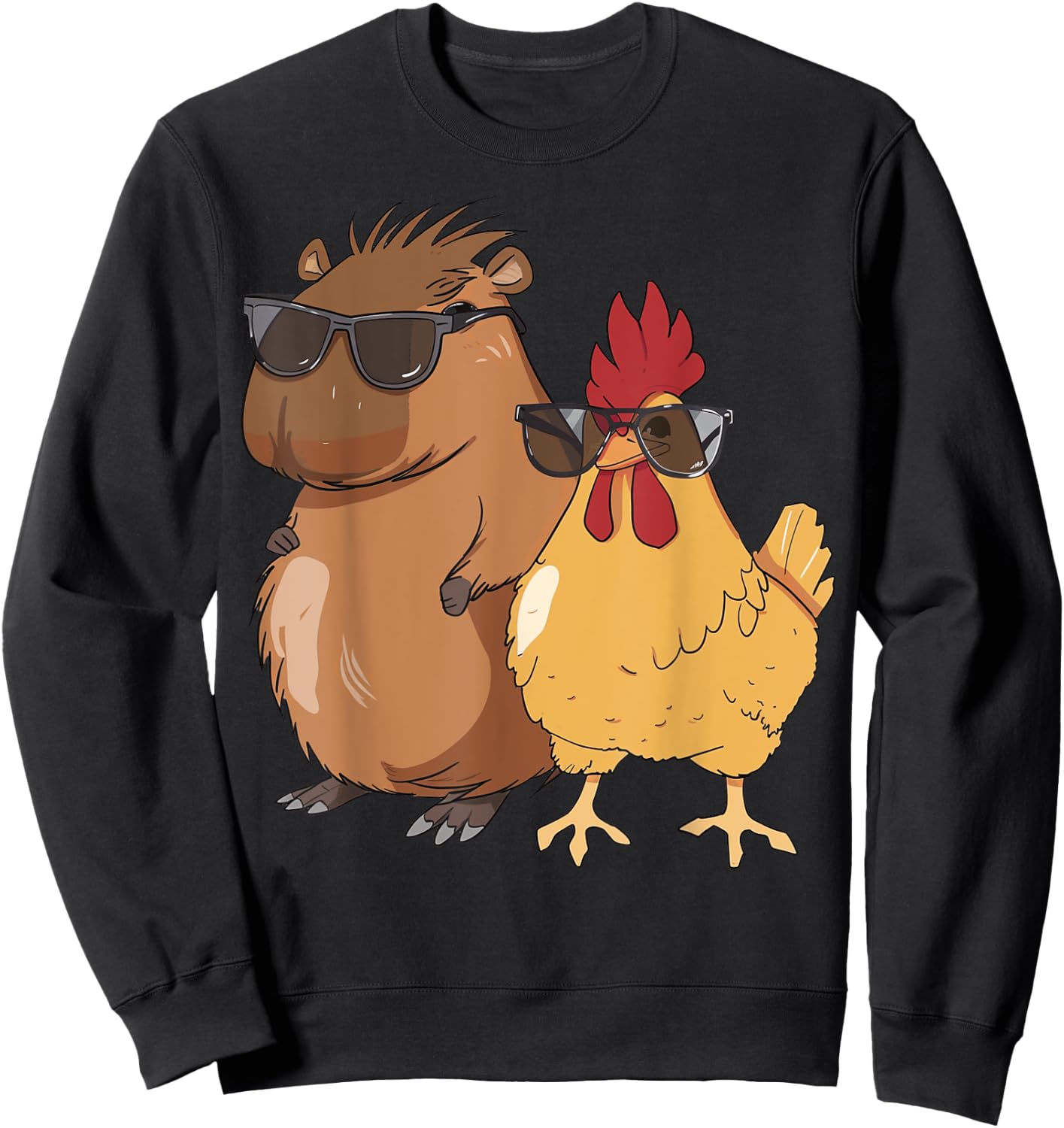 Capybara And Chicken With Love Sweatshirt - Sweatshirt | Black