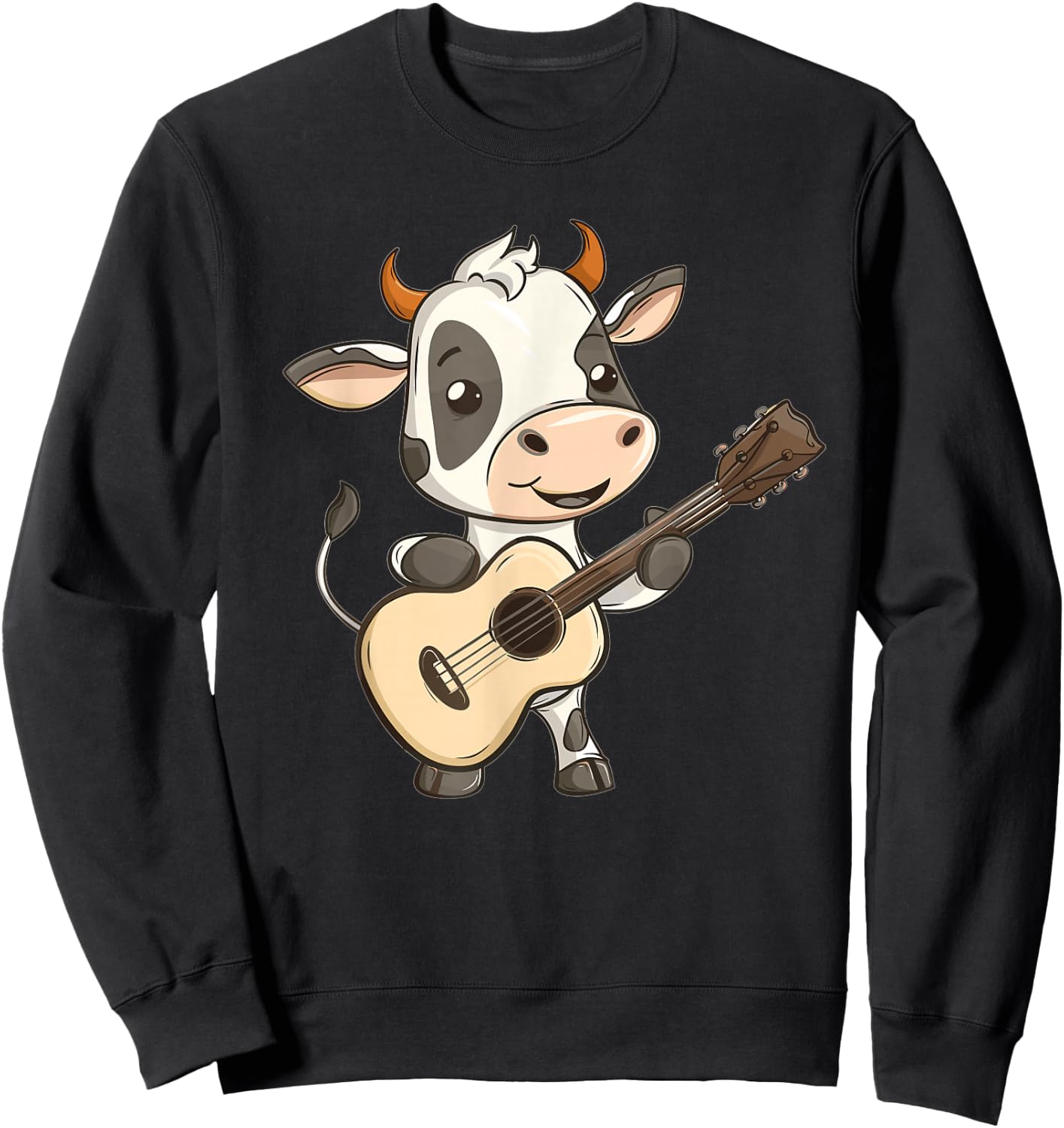 Cute Guitar Cow I Kids Cow Sweatshirt - Sweatshirt | Black