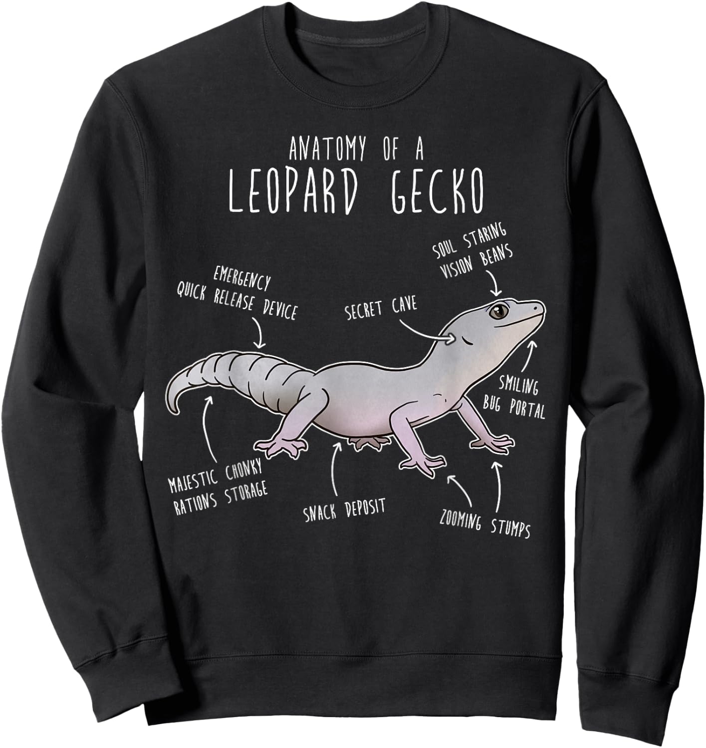 Blizzard Leopard Gecko Lizard Reptile Anatomy, Funny Pet Mom Sweatshirt - Sweatshirt | Black