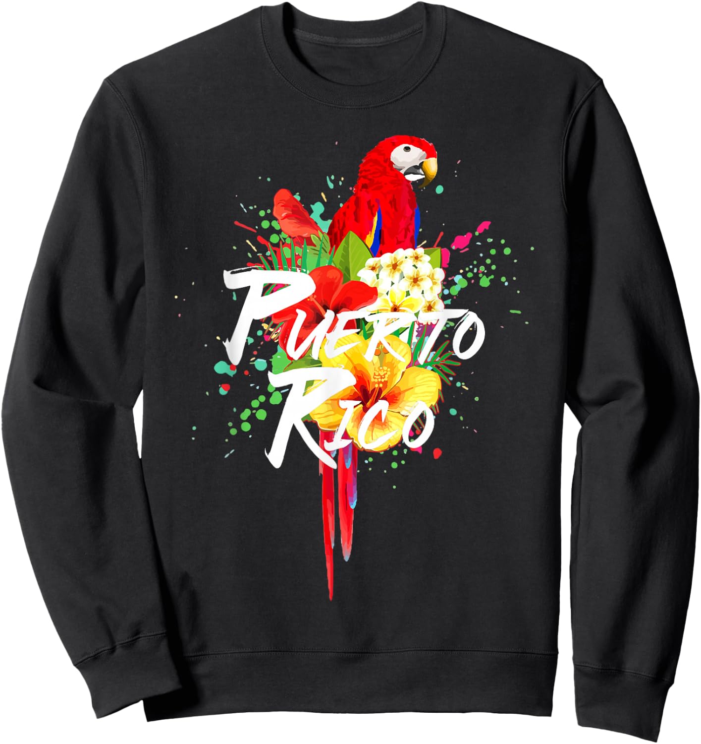 Puerto Rico Rican Parrot Colourful Boricua Souvenir Vintage Sweatshirt - Sweatshirt | Black