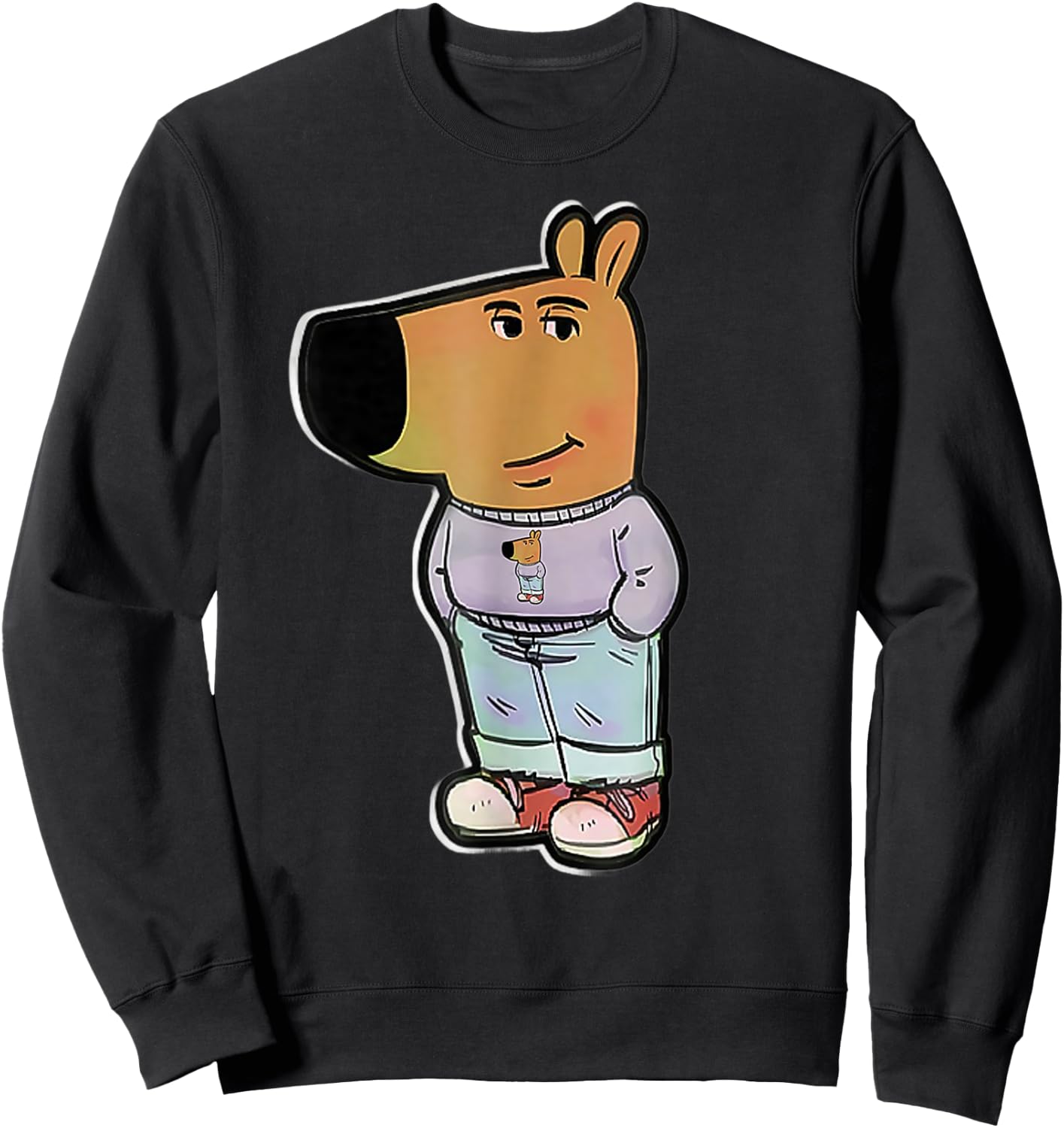 My new character DOUBLE Stylish chill guy meme Sweatshirt - Sweatshirt | Black