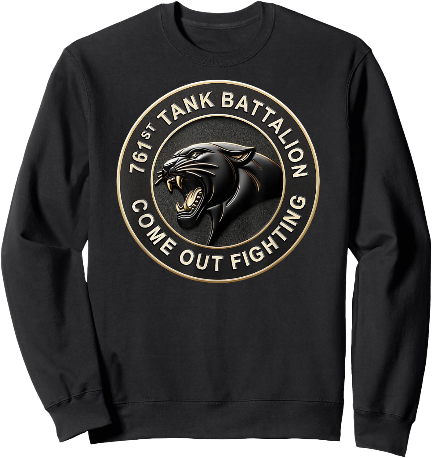 761st Tank Battalion Black Panthers WW2 Emblem Design Remix Sweatshirt - Sweatshirt | Black