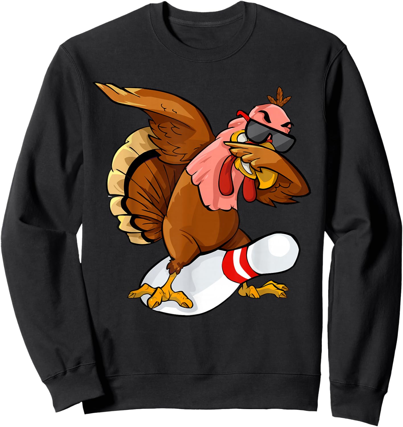 Thanksgiving Bowl Bowler Strike Pin Sport Turkey Bowling Sweatshirt - Sweatshirt | Black