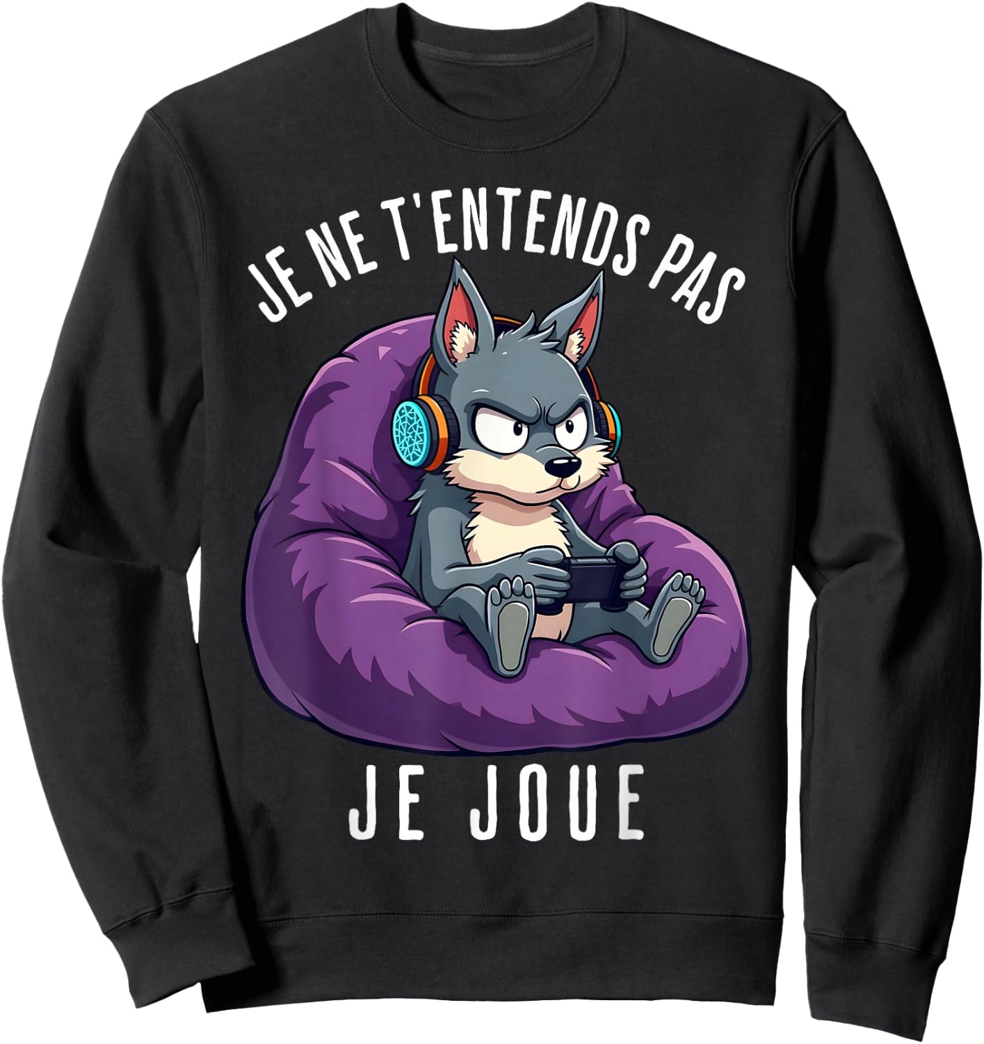 Funny Wolf Gamer Funny Man Boy , Black, S Sweatshirt - Sweatshirt | Black