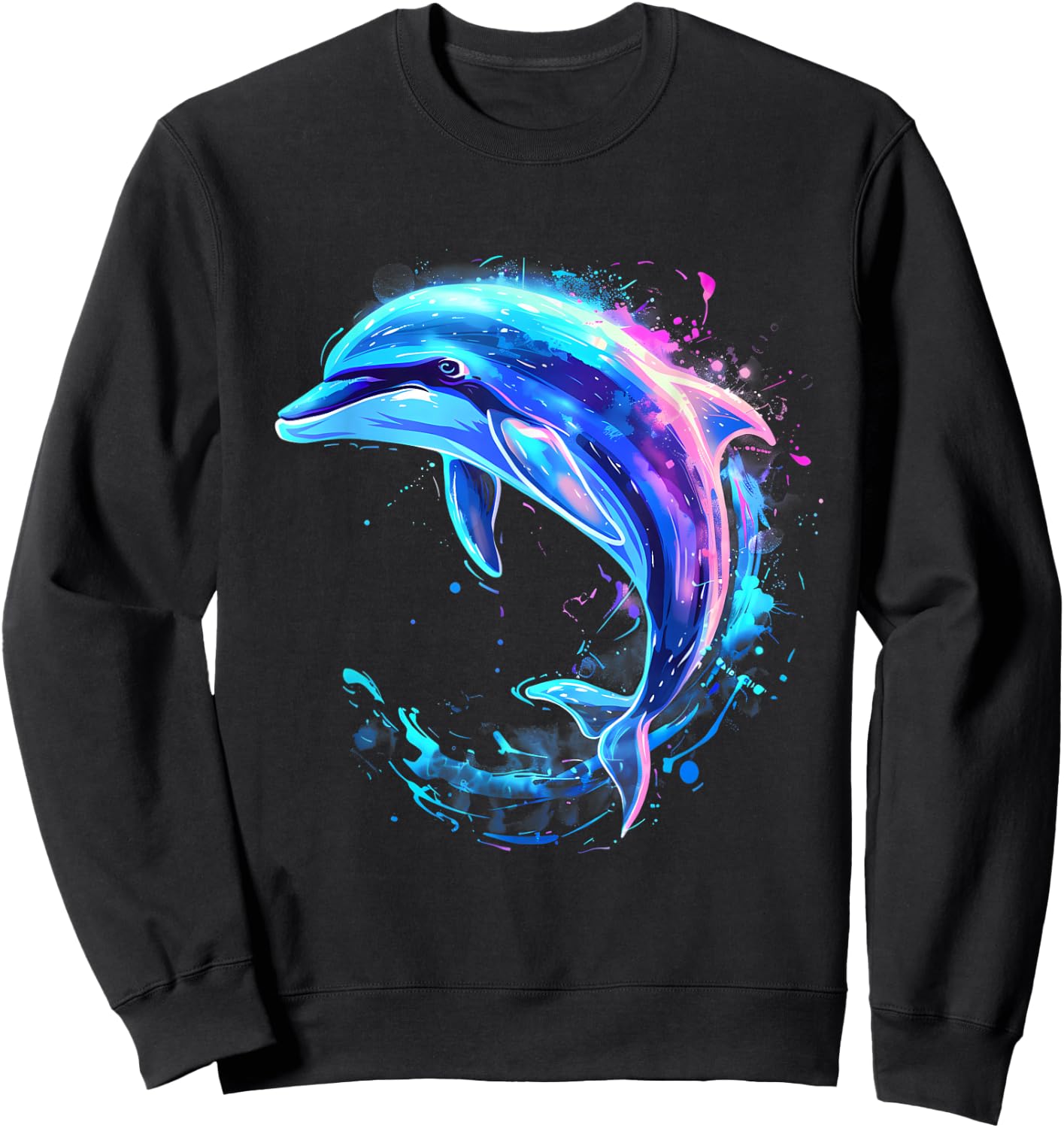 Sea Ocean Animal Art Dolphin Sea Ocean Dolphin Artwork Ocean Sea Animal Lover Black S Classic Sweatshirt - Sweatshirt | Black