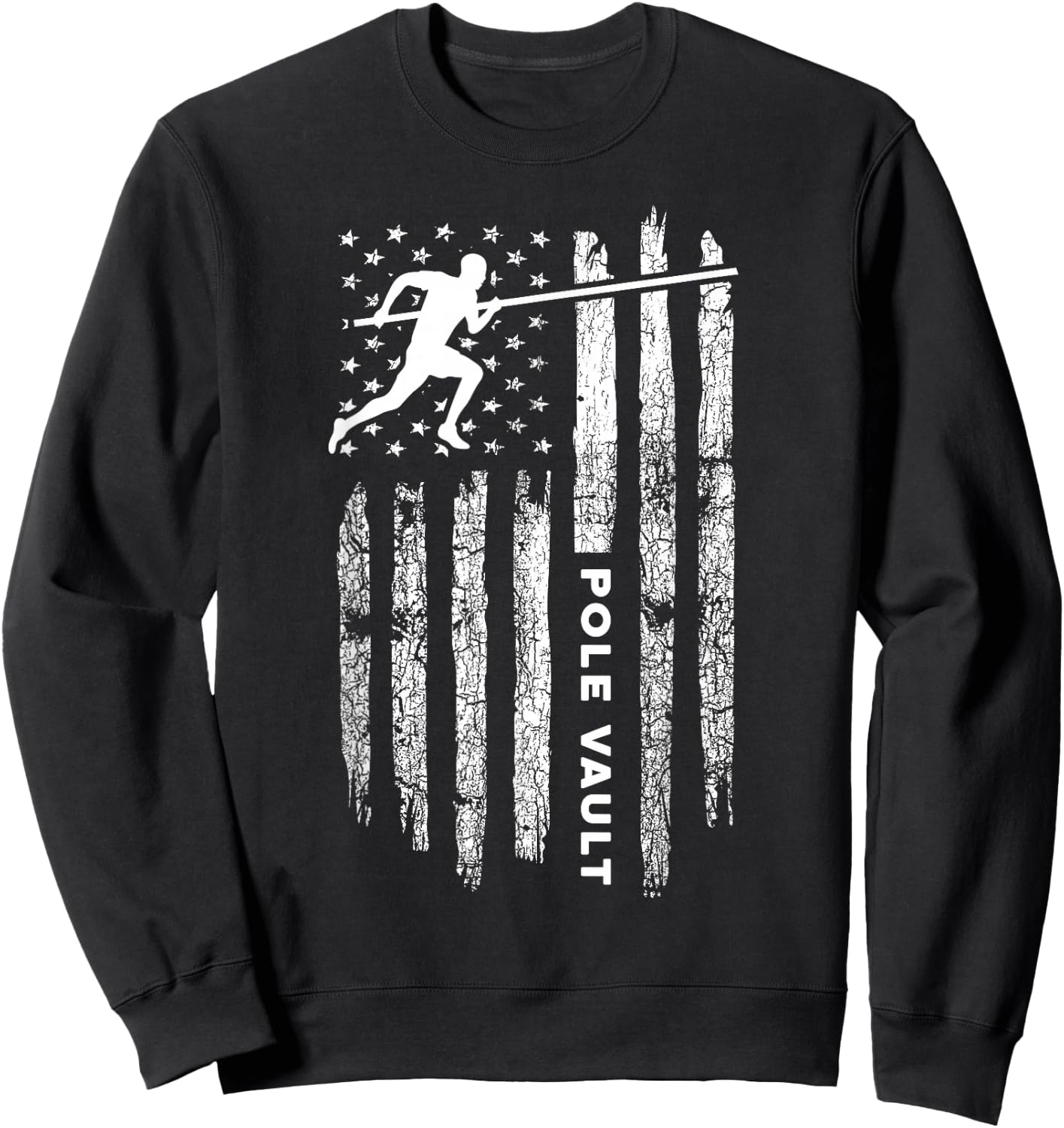 American Flag Pole Vault Apparel - Vintage Pole Vault Sweatshirt - Sweatshirt | Black