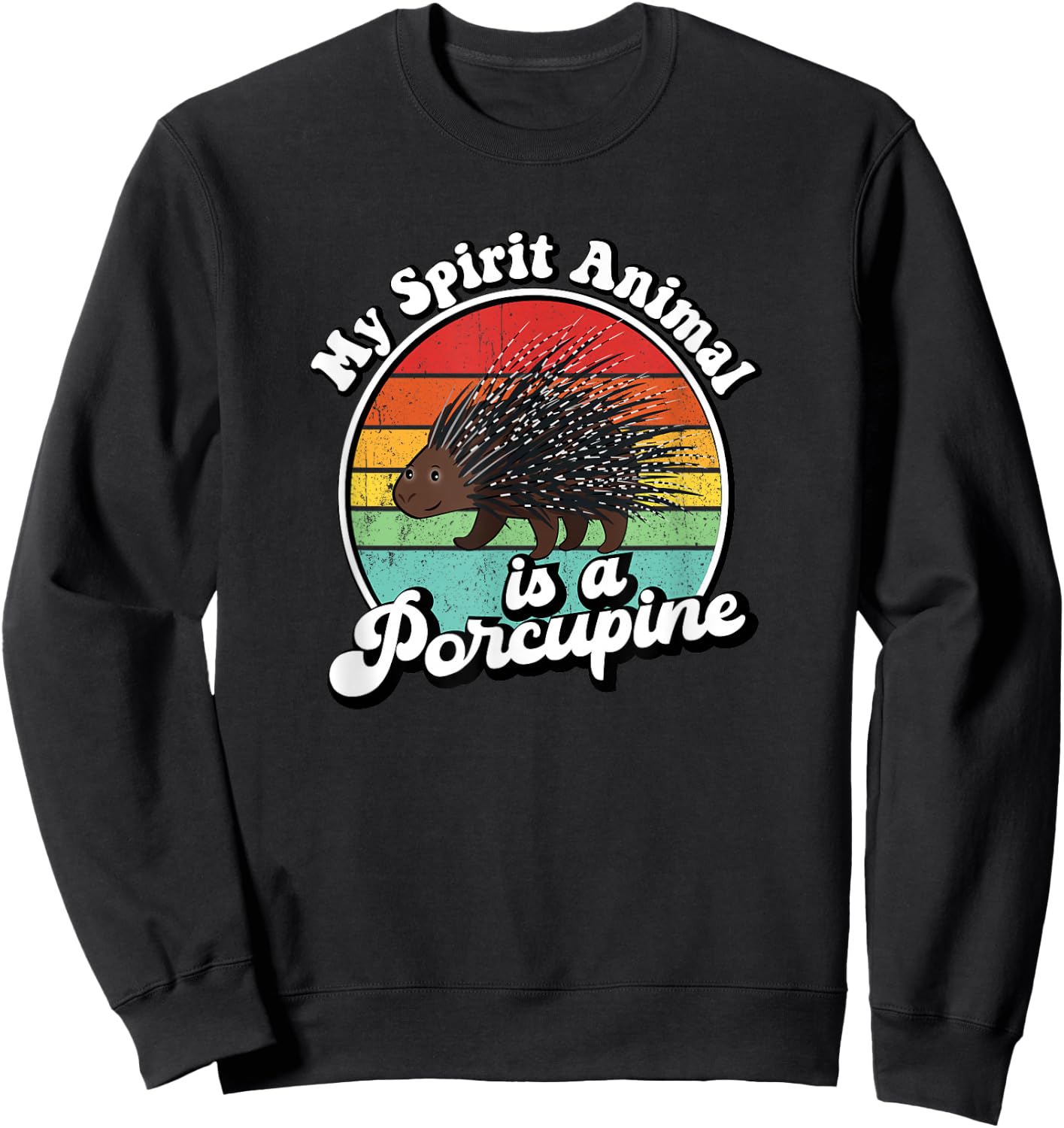 Funny Vintage Retro Spirit Animal Porcupine Lover Sweatshirt - Sweatshirt | Black