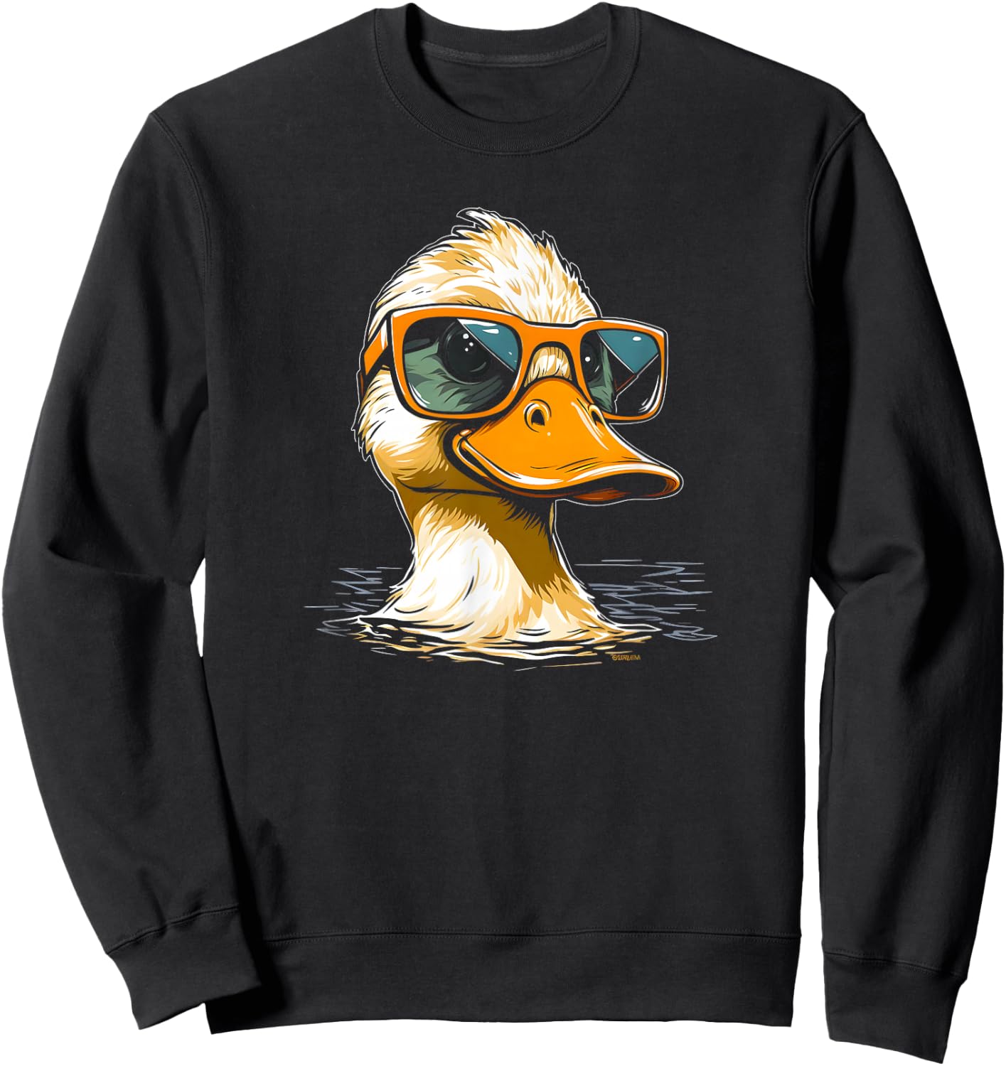 Cool Duck with Sunglasses / Funny 1980s Duck Sweatshirt - Sweatshirt | Black