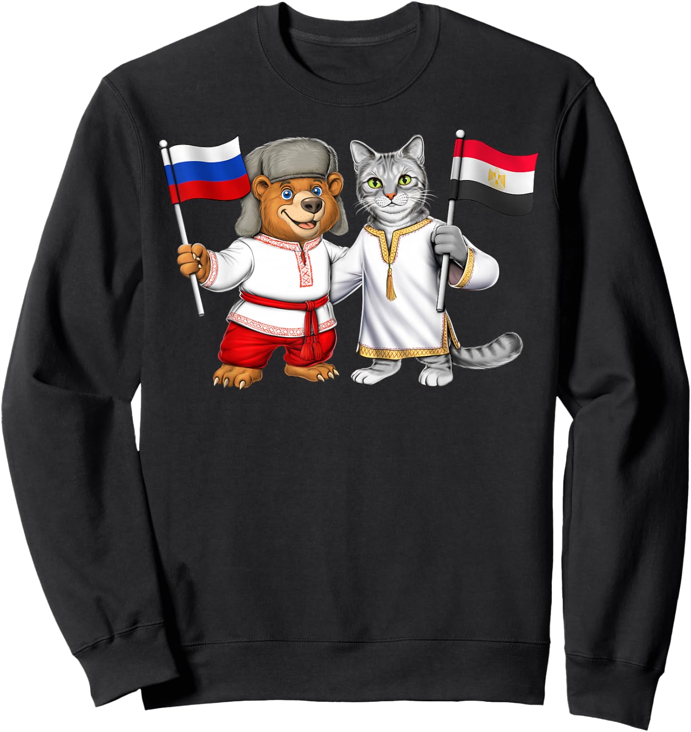 Russia Egypt Flag Russian Roots Proud Egyptian Heritage Sweatshirt - Sweatshirt | Black