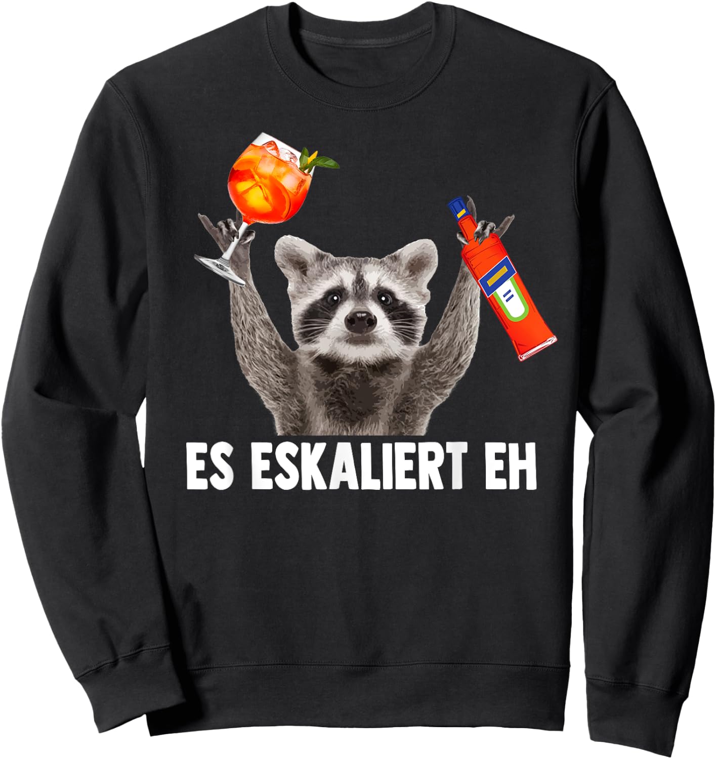 PEDRO SPRITZ COLLECTION X Waschbär Meme Spritz Black Adult Small V-Neck Short Sleeve Sweatshirt - Sweatshirt | Black