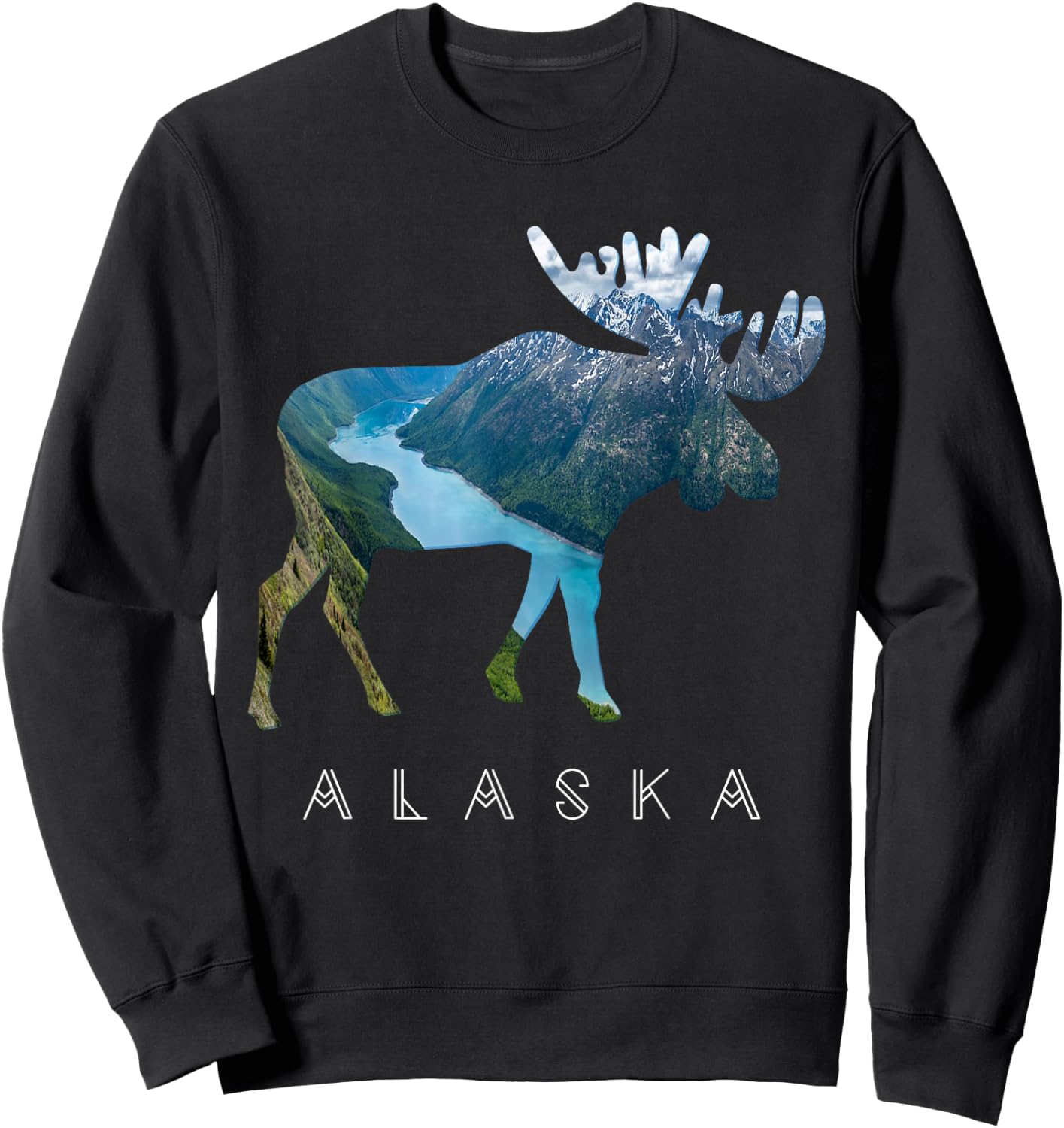 Alaska Moose Chugach National Forest State Park Souvenir Sweatshirt - Sweatshirt | Black