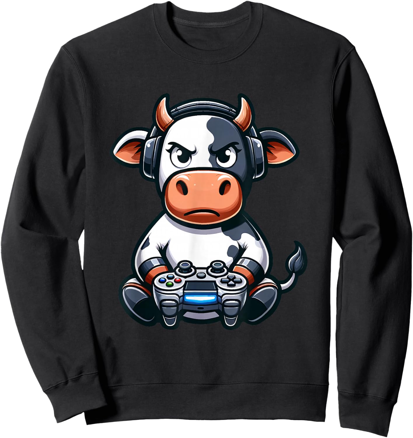 Funny Gamer Cow Video Games Boys Girls Kids Sweatshirt - Sweatshirt | Black