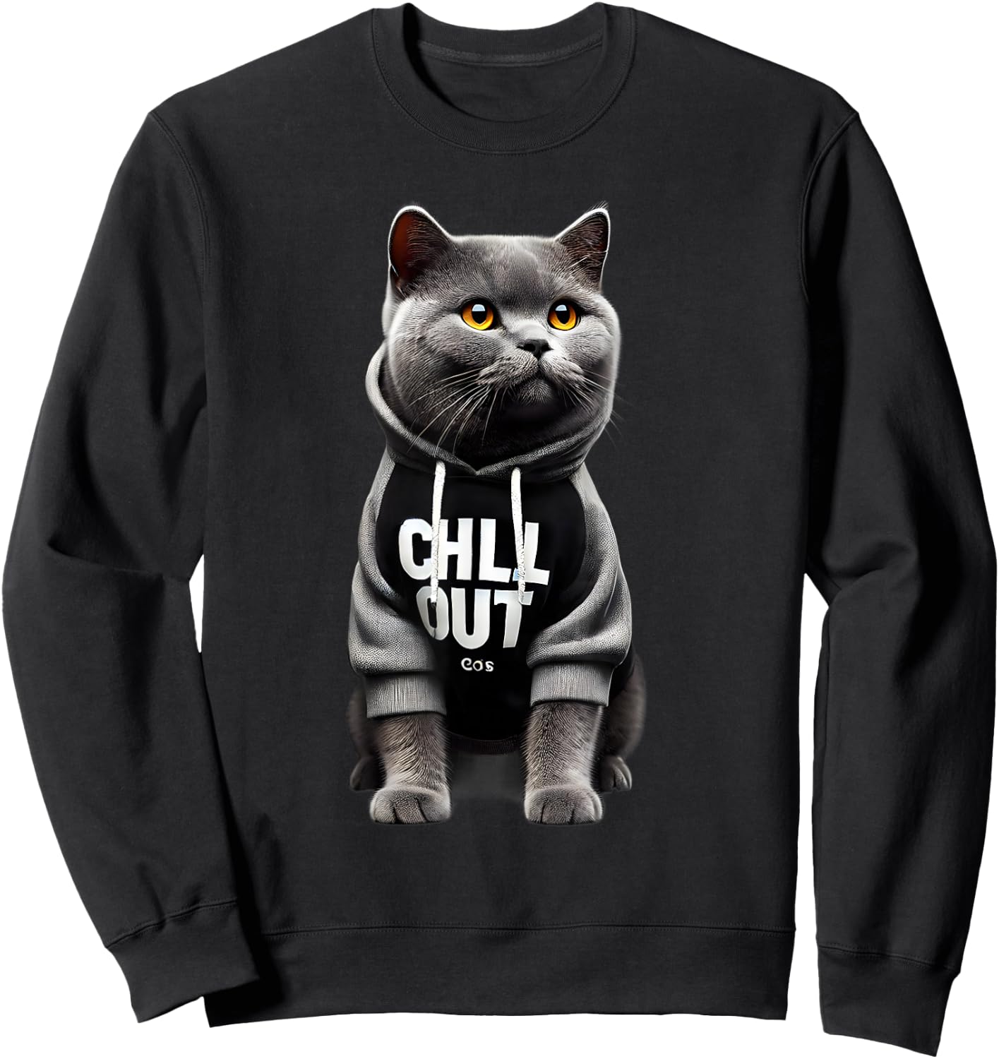 Funny Lazy British Shorthair Cat Chillin Relaxing Chill Out Sweatshirt - Sweatshirt | Black
