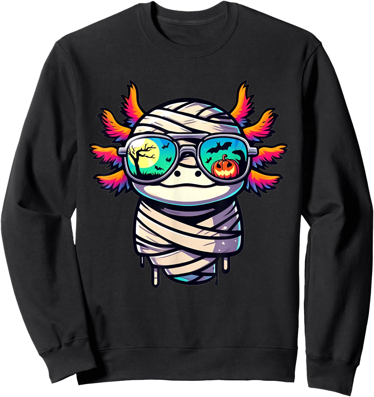 Halloween Axolotl Mummy Wrapped In Style Sweatshirt - Sweatshirt | Black