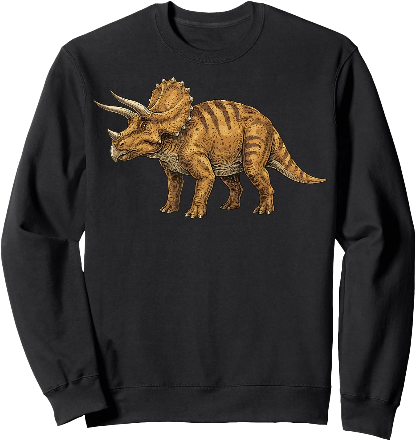 Triceratops Illustration Dinosaur Sweatshirt - Sweatshirt | Black