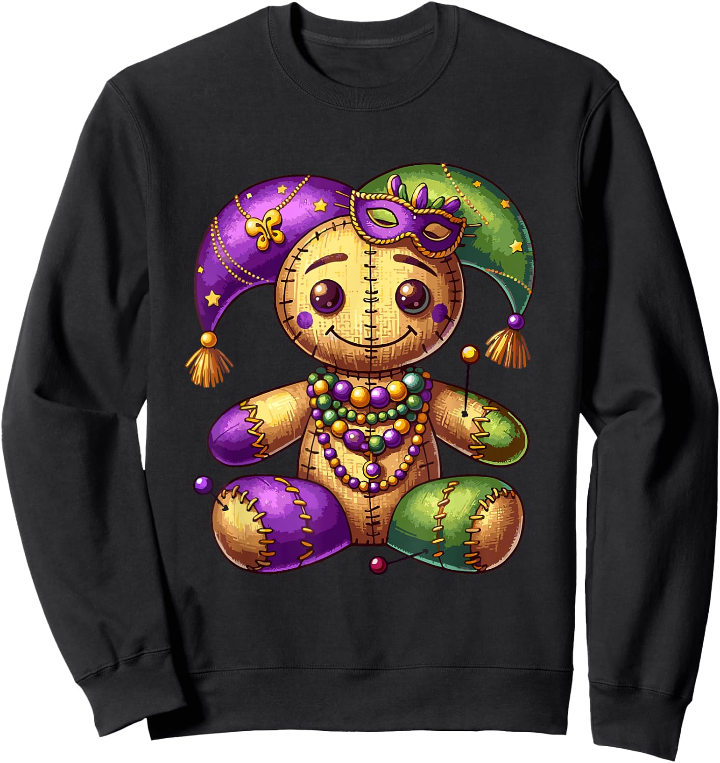 Mardi Gras Witch Doctor Goth Costume Men Women Voodoo Doll Sweatshirt - Sweatshirt | Black