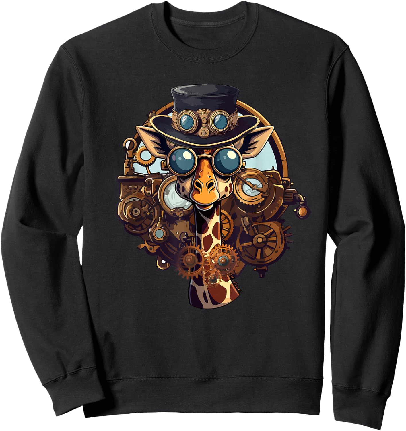 Steampunk Gear Giraffe Mechanical Animal Giraffe Lover Sweatshirt - Sweatshirt | Black