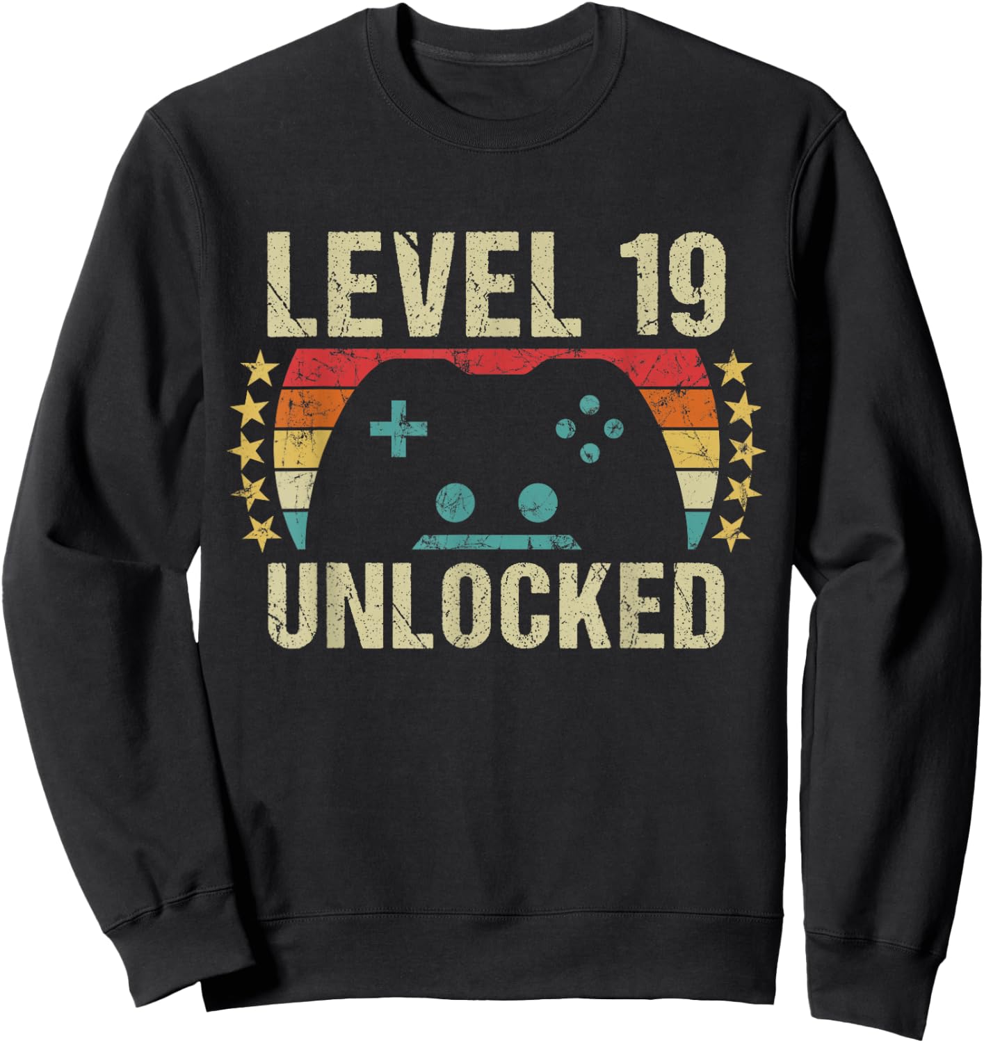 Gaming Vintage 19th Birthday Gift 19 Year Old Boy Girl Gamer Sweatshirt - Sweatshirt | Black