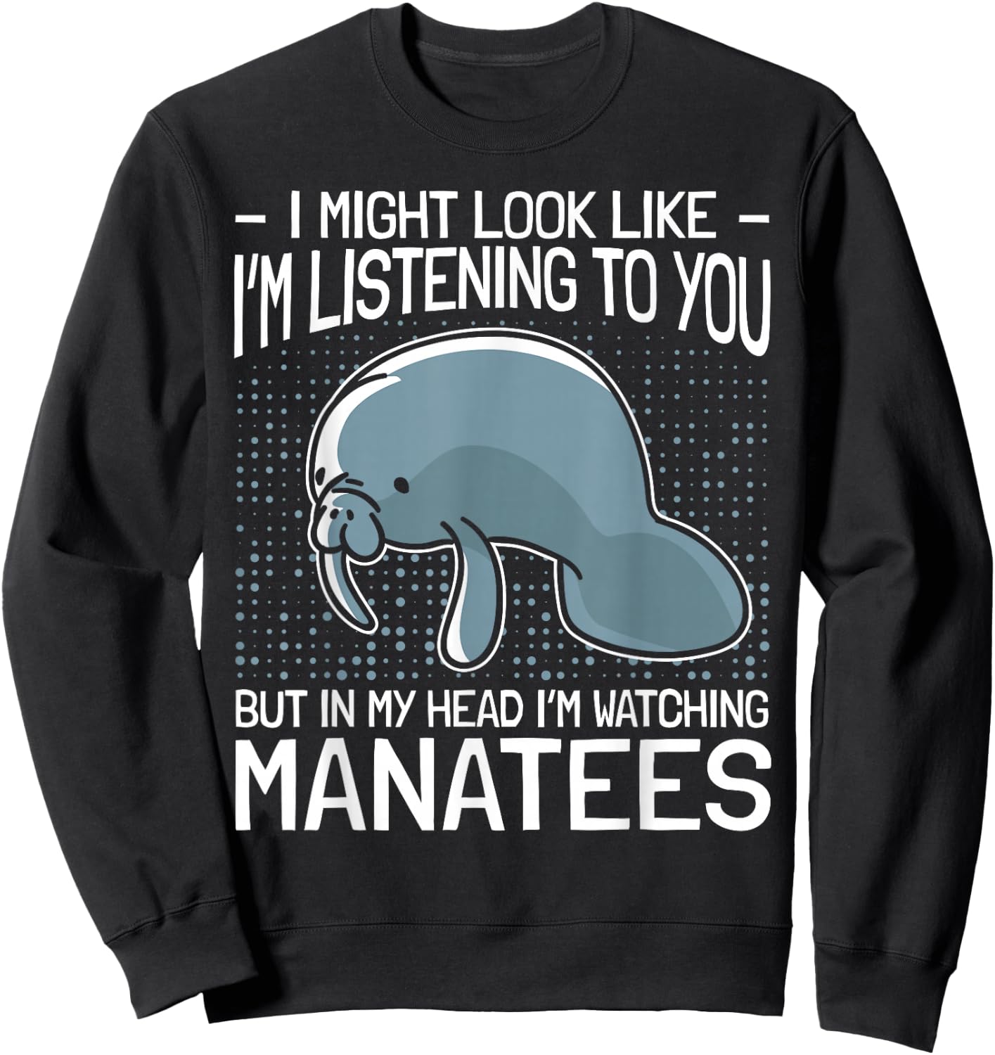 Manatee Gifts Sea Animal Lovers Manatees In My Head - Women's -Adults Black Short Sleeve Classic Fit Cotton 65% Polyester 35% - Small Sweatshirt - Sweatshirt | Black