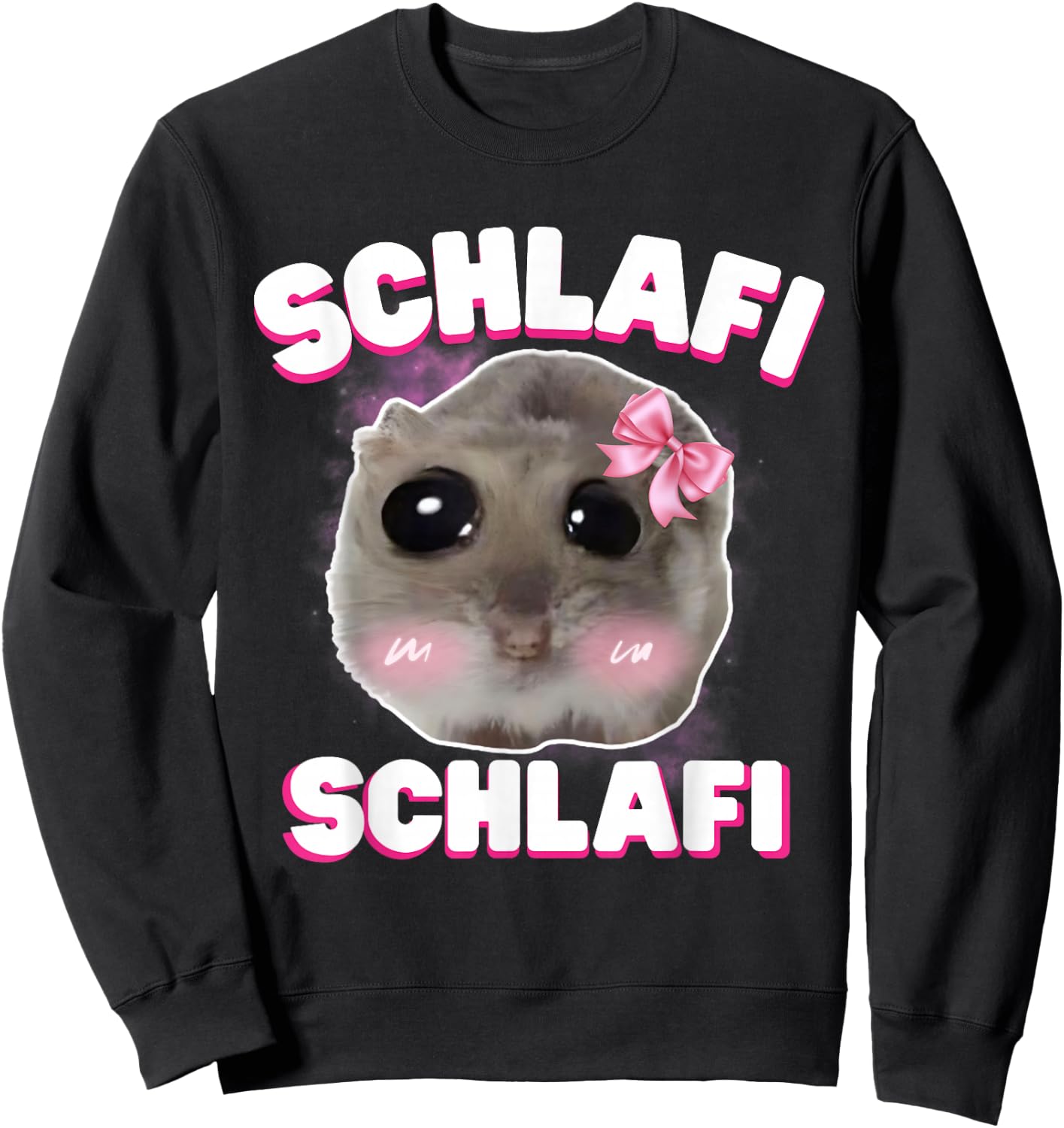 Schlafi Schlafi Funny Sad Hamster Cute Hamstie , black Sweatshirt - Sweatshirt | Black
