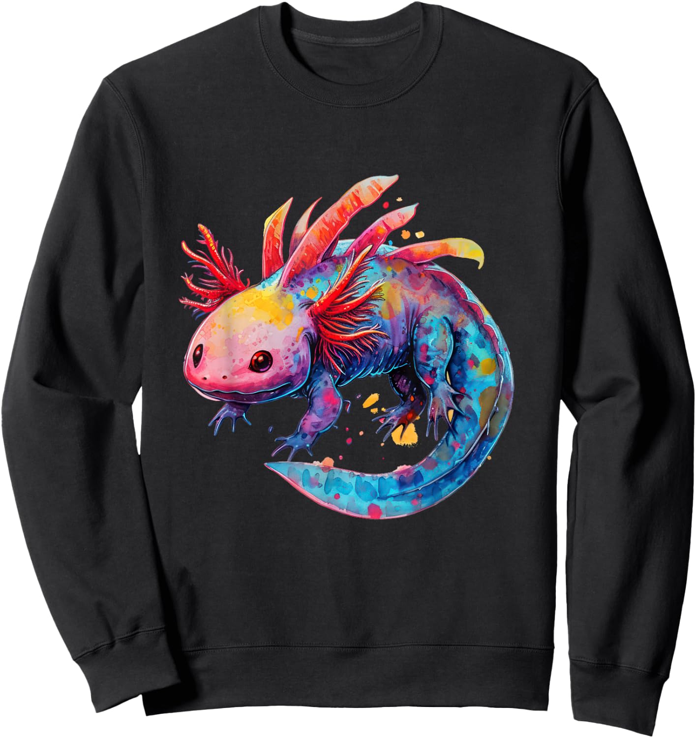Axolotl Colorful Graphic Sweatshirt - Sweatshirt | Black