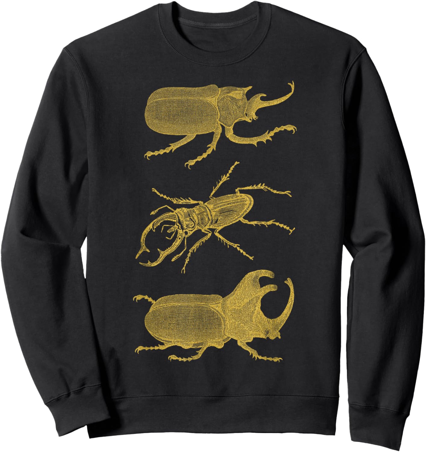 Vintage Beetles Stag Rhinoceros Gold Insect Bug T Shirt Sweatshirt - Sweatshirt | Black