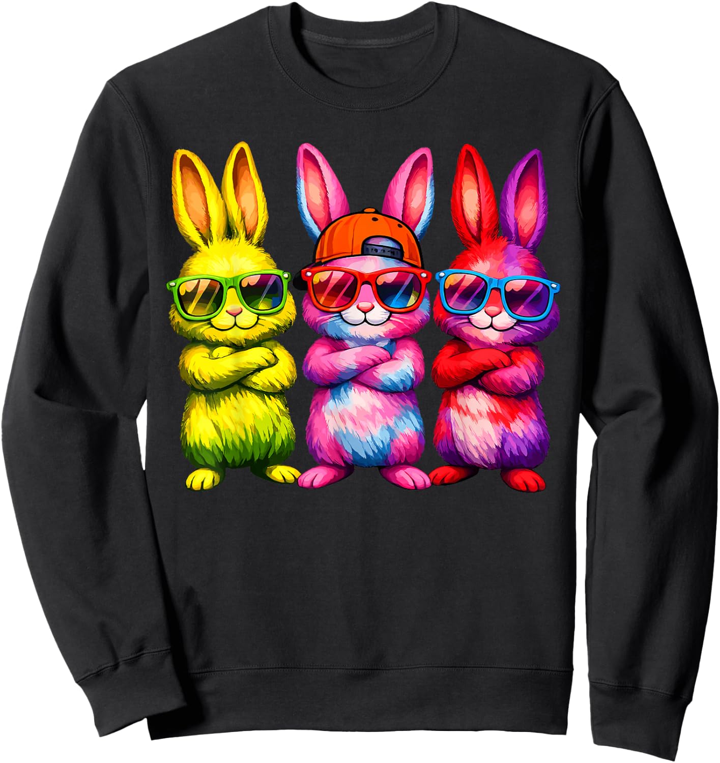 Lustige Osterhase Coole Hasen Kinder für Ostern Jungen Mädchen Sweatshirt - Sweatshirt | Black